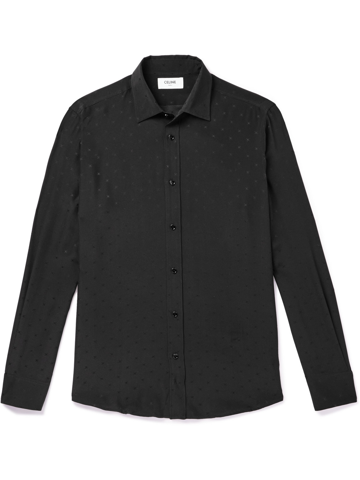 Celine Silk-satin Jacquard Shirt In Black
