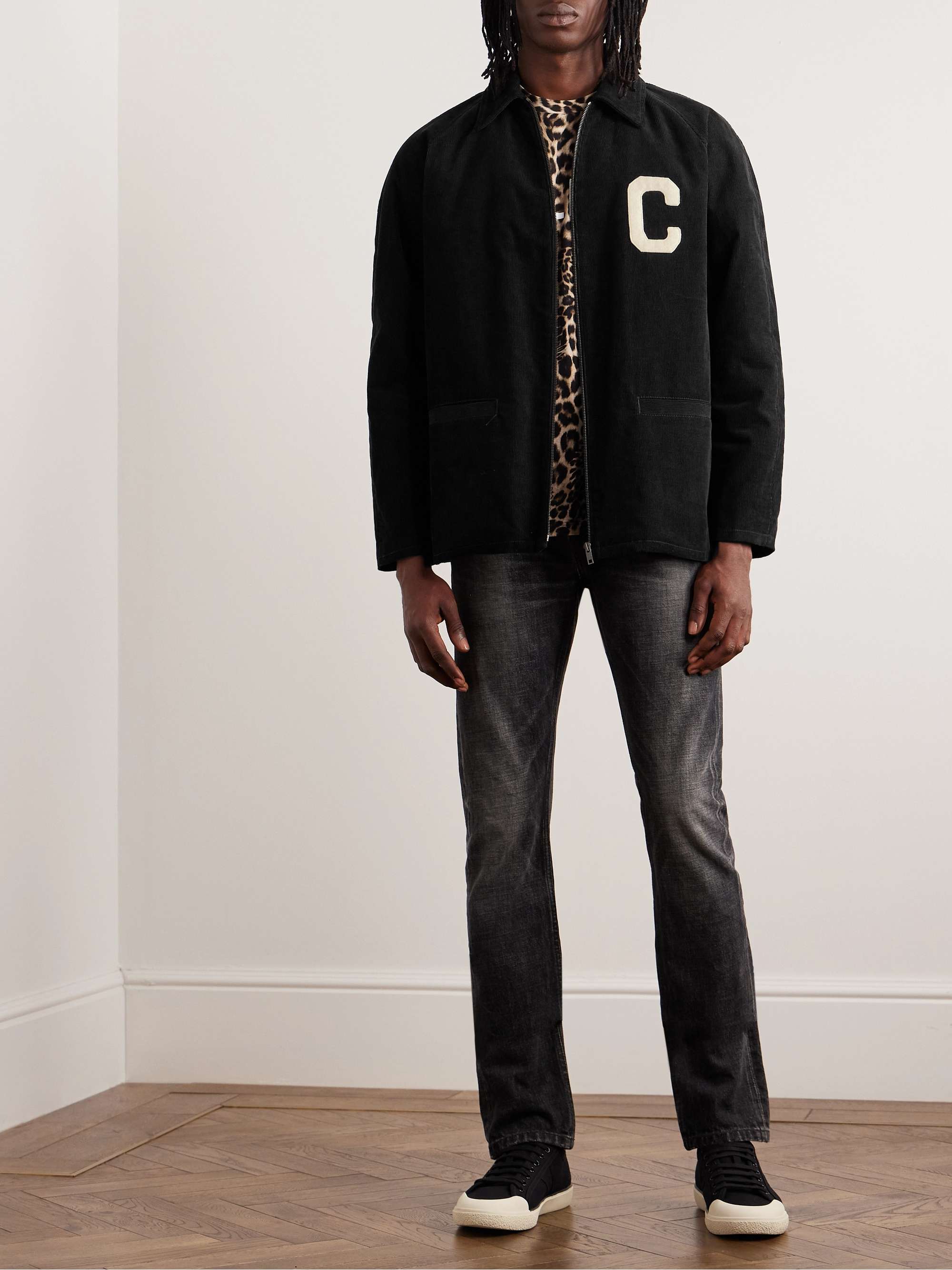 CELINE HOMME Slim-Fit Logo-Embroidered Satin Bomber Jacket for Men