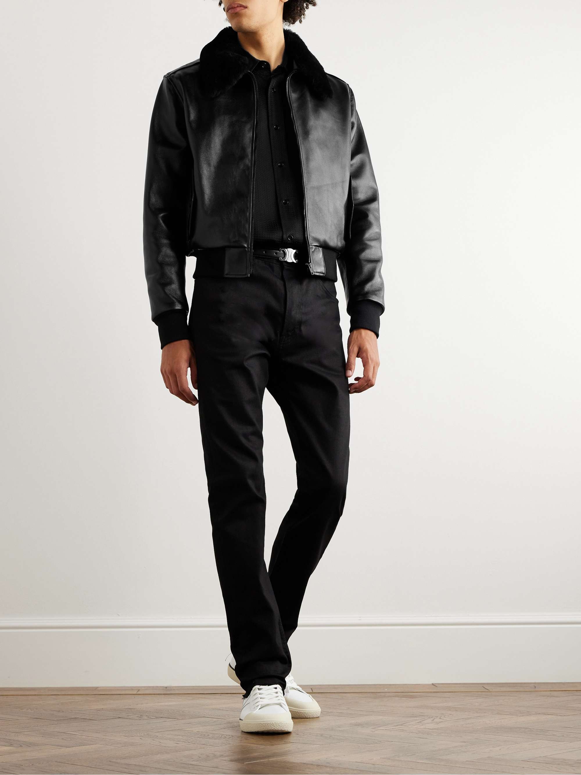 CELINE HOMME Shearling-Lined Leather Jacket for Men | MR PORTER