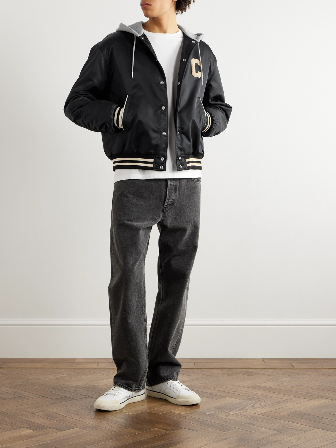 Logo-Appliquéd Cotton Jersey-Trimmed Shell Bomber Jacket — 2