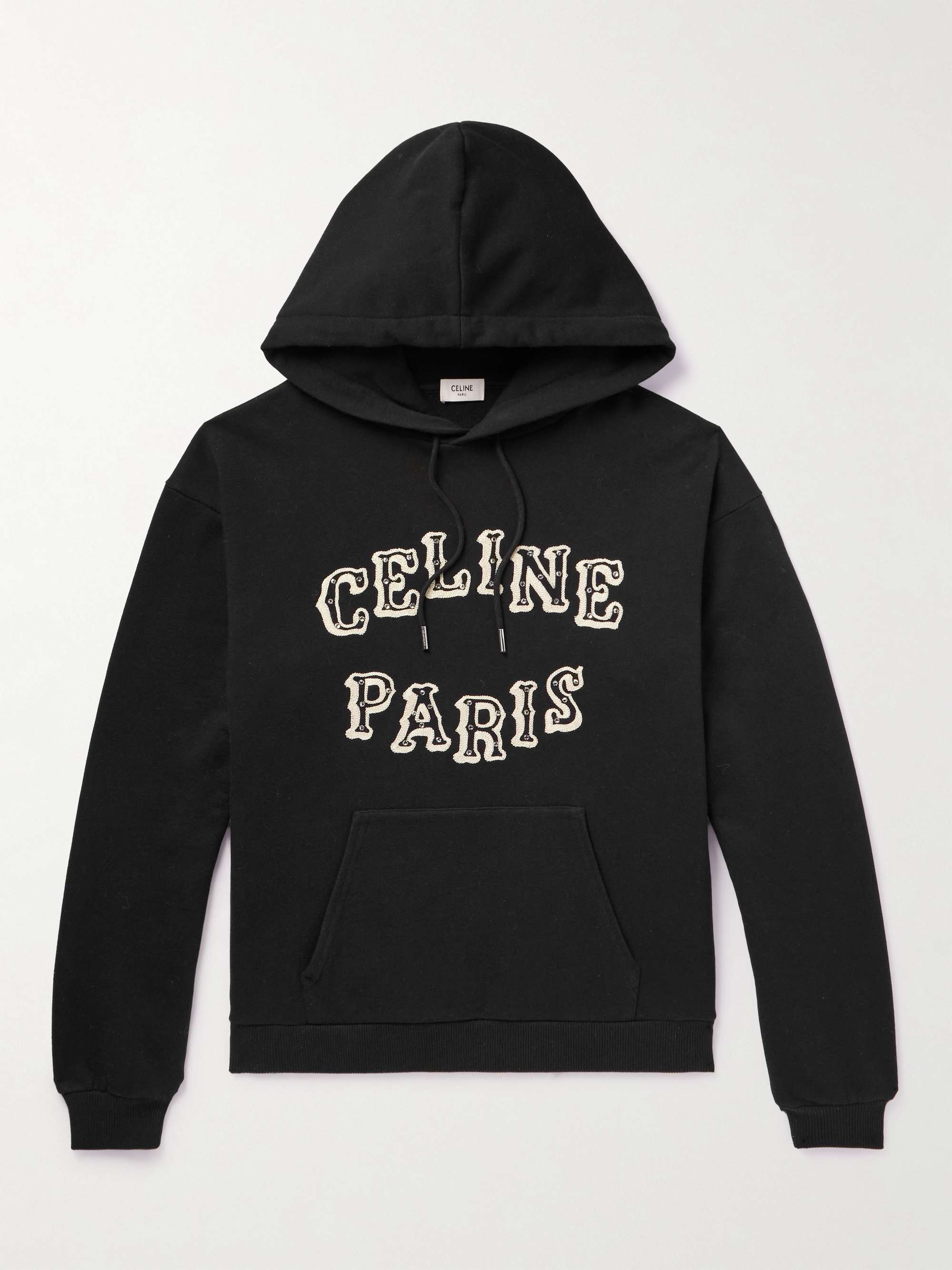 CELINE HOMME Logo-Print Cotton-Jersey Hoodie for Men | MR PORTER