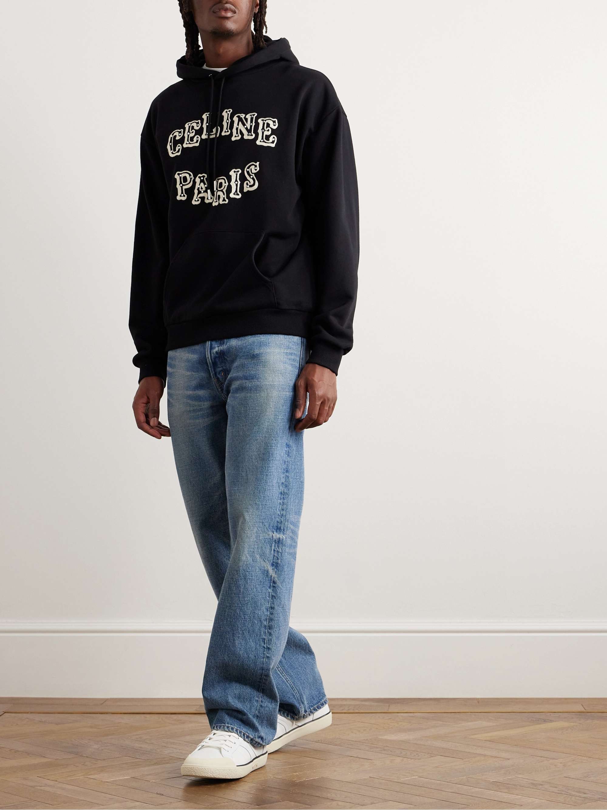 Celine Triomphe Logo Printed Black Sweatshirts