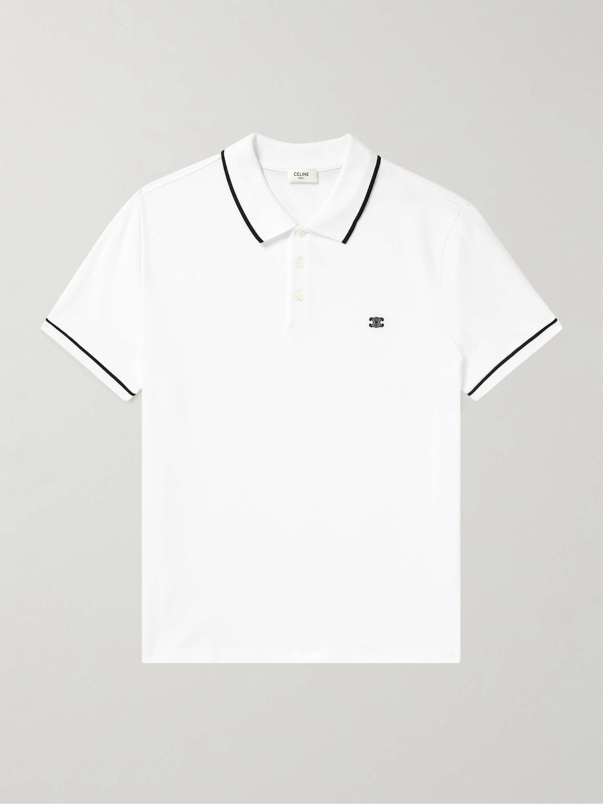 CELINE HOMME Logo-Embroidered Cotton-Piqué Polo Shirt for Men | MR PORTER