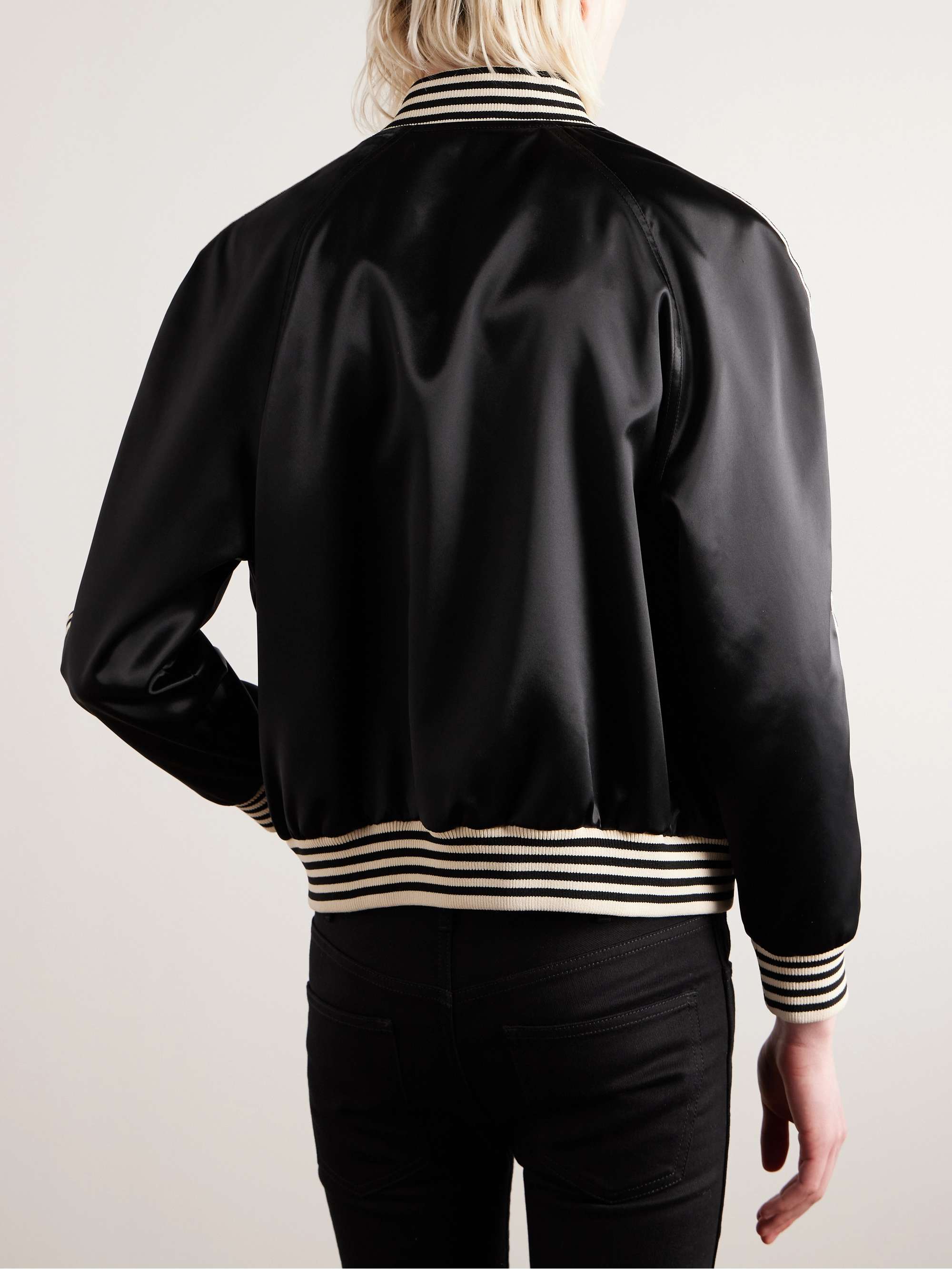 CELINE HOMME Slim-Fit Logo-Embroidered Satin Bomber Jacket for Men | MR ...