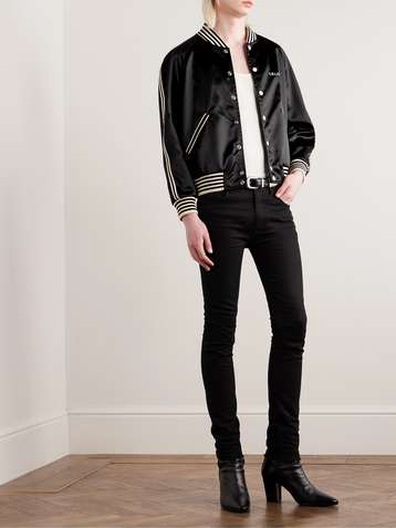 Celine Homme Slim-Fit Paint-Splattered Printed Leather Biker Jacket - Men - Black Coats and Jackets - L