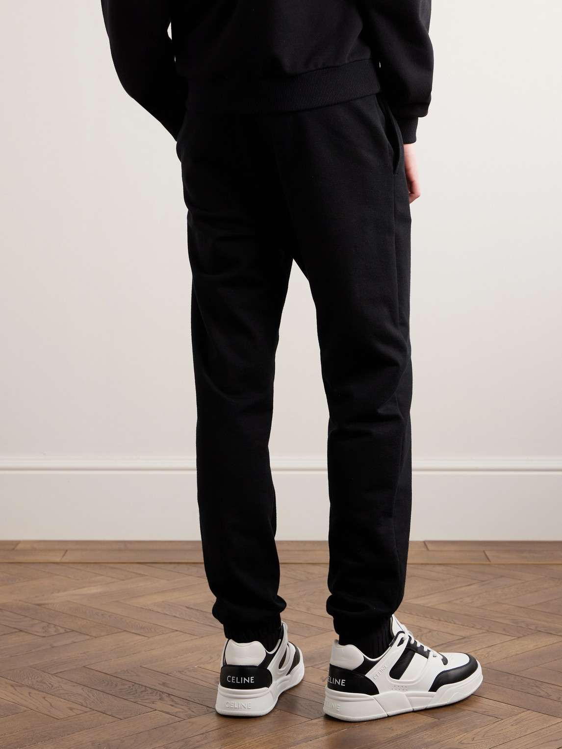Celine Tapered Cotton And Cashmere-blend Jersey Sweatpants In Black