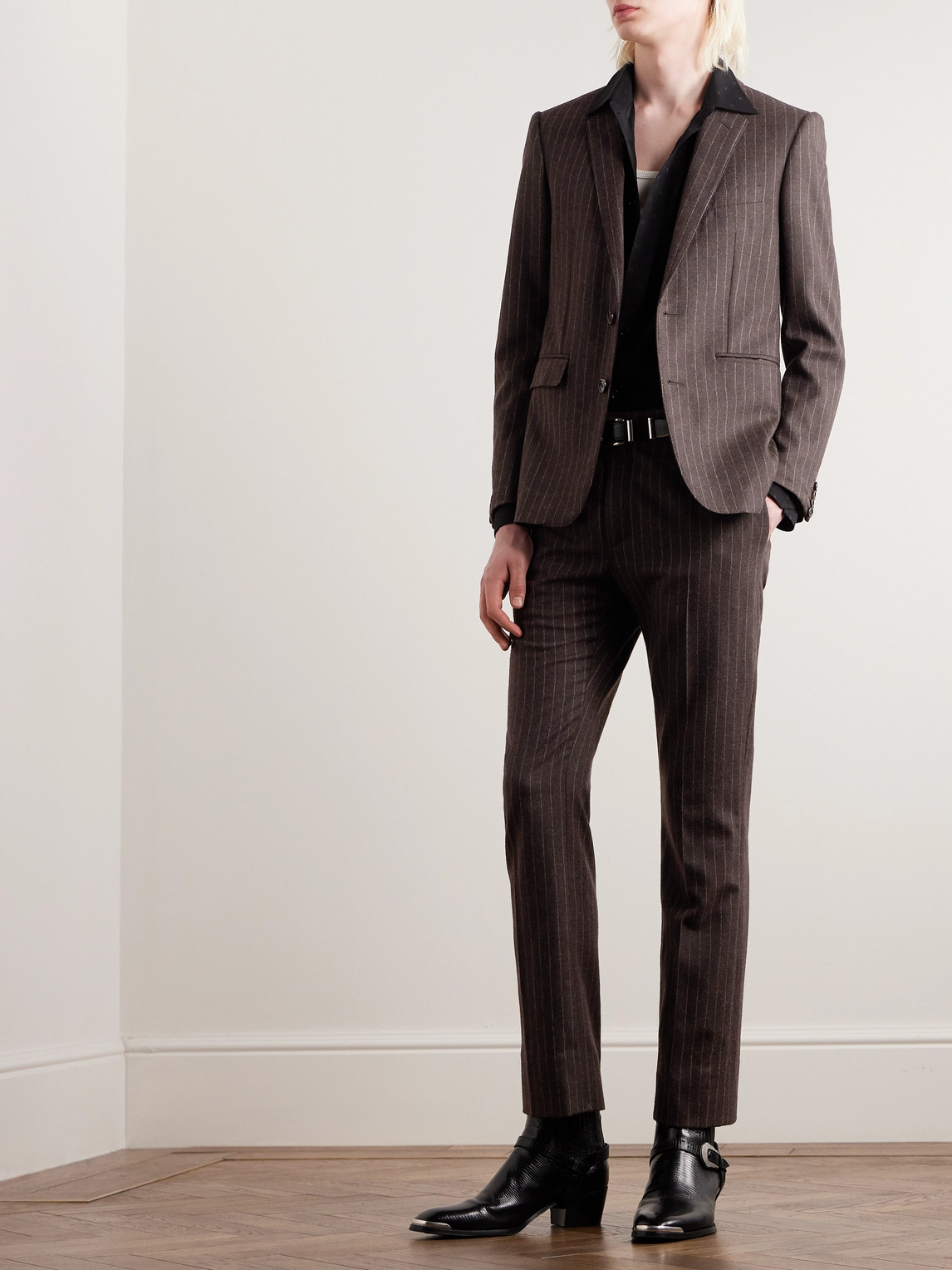 Slim-Fit Pinstriped Wool Suit Jacket — 2