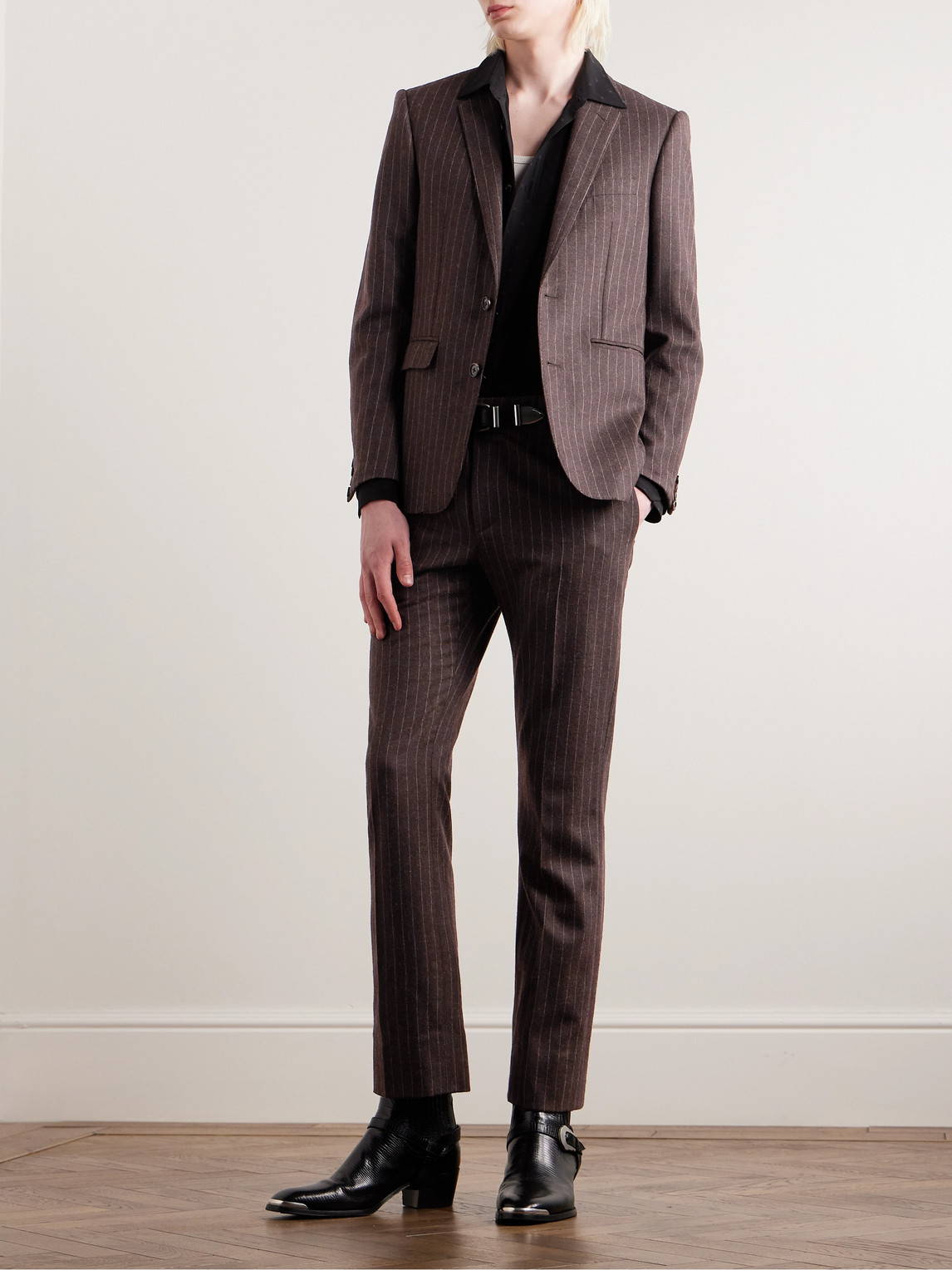 Slim-Fit Pinstriped Wool Suit Trousers — 2