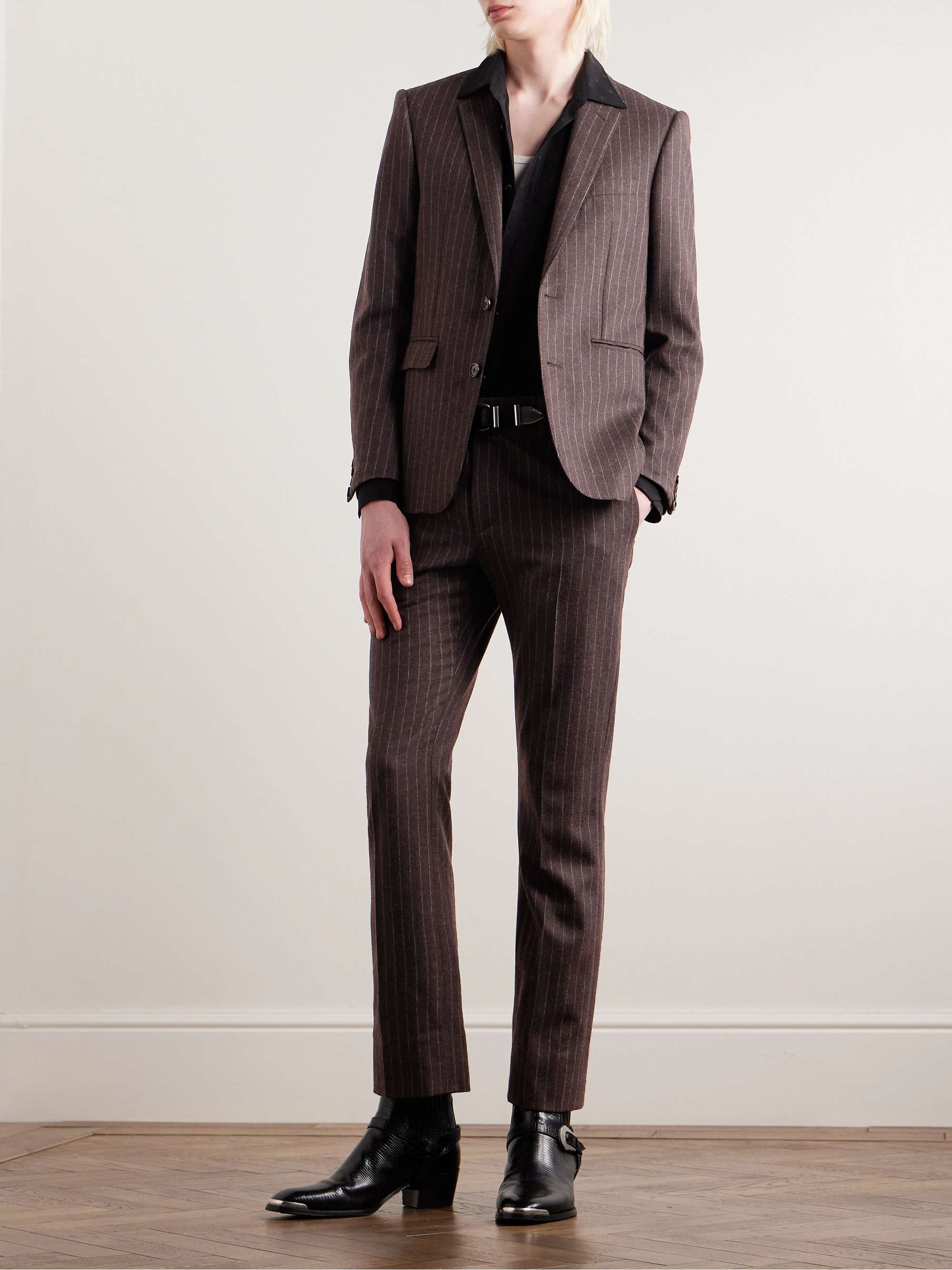 CELINE HOMME Slim-Fit Pinstriped Wool Suit Jacket for Men