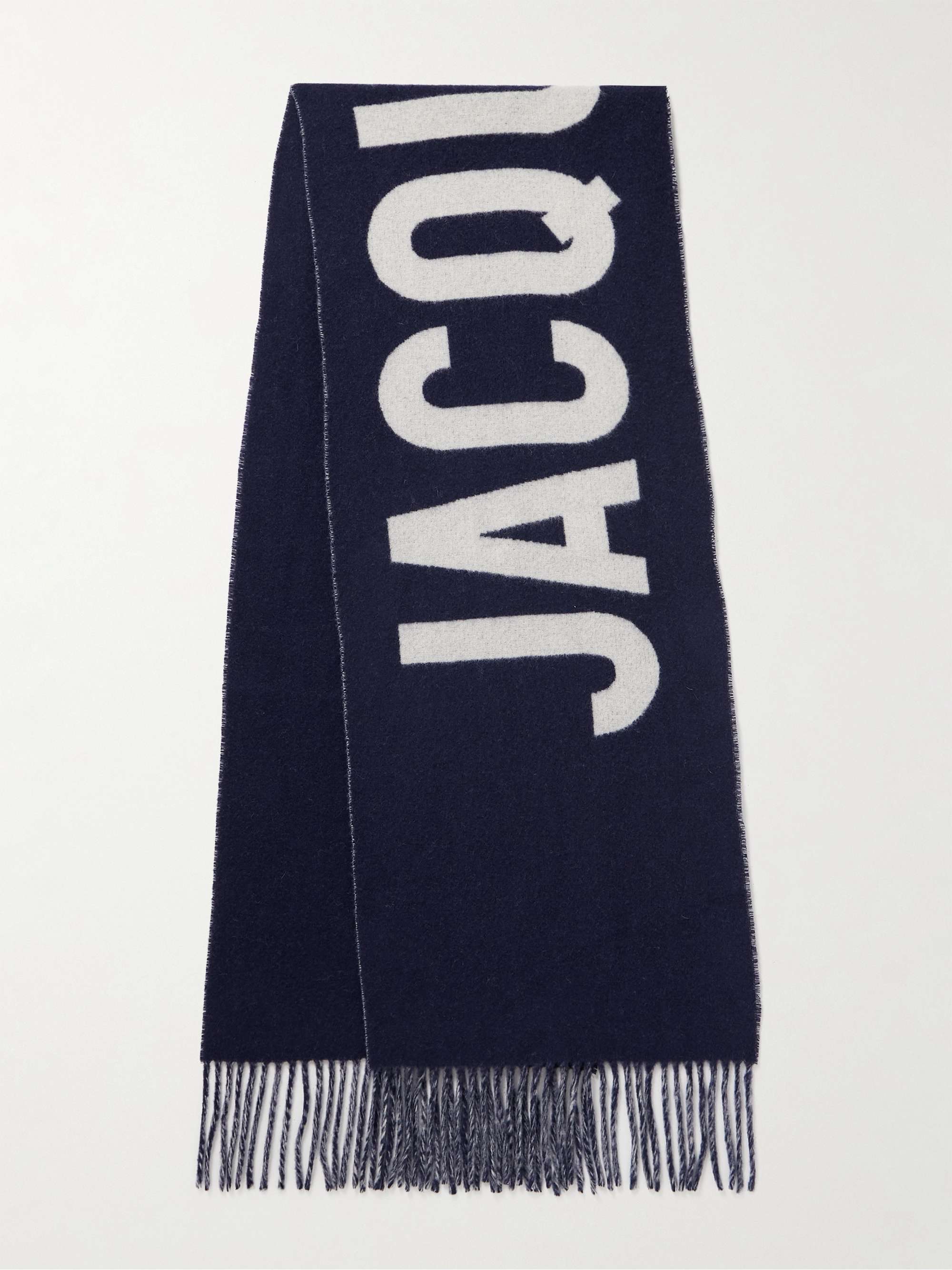 JACQUEMUS Fringed Logo-Jacquard Virgin Wool Scarf for Men | MR PORTER