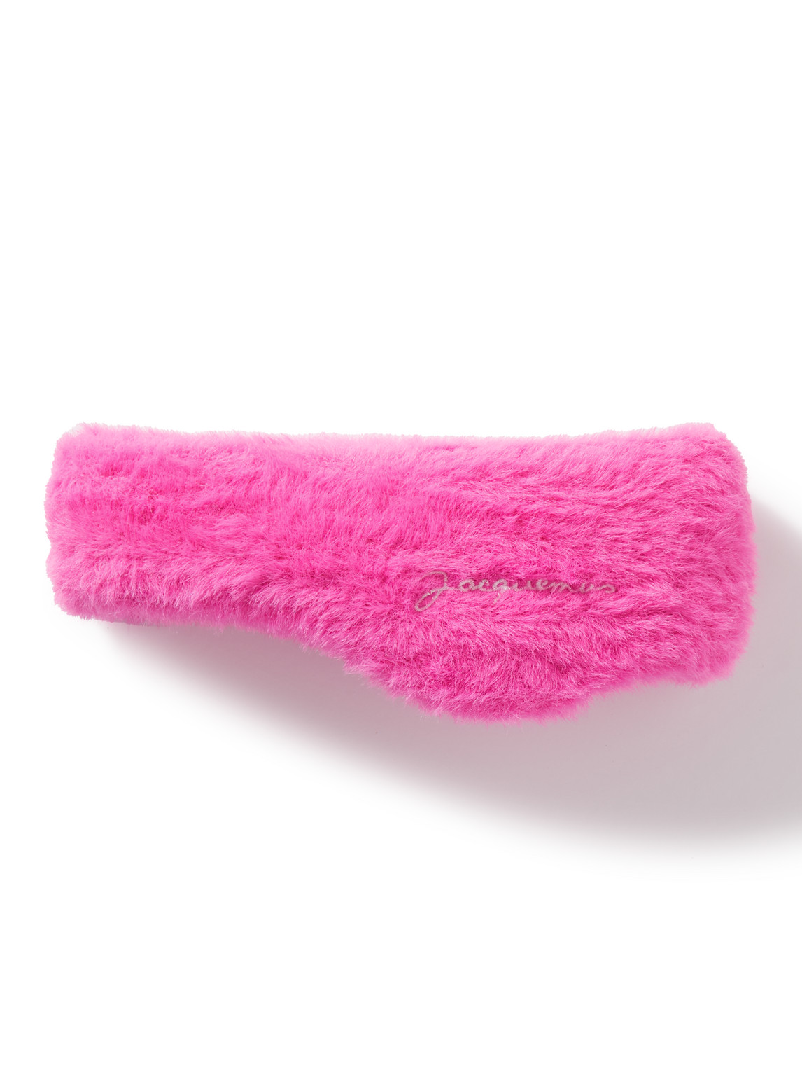 Jacquemus Neve Logo-embroidered Brushed-knit Headband In Pink