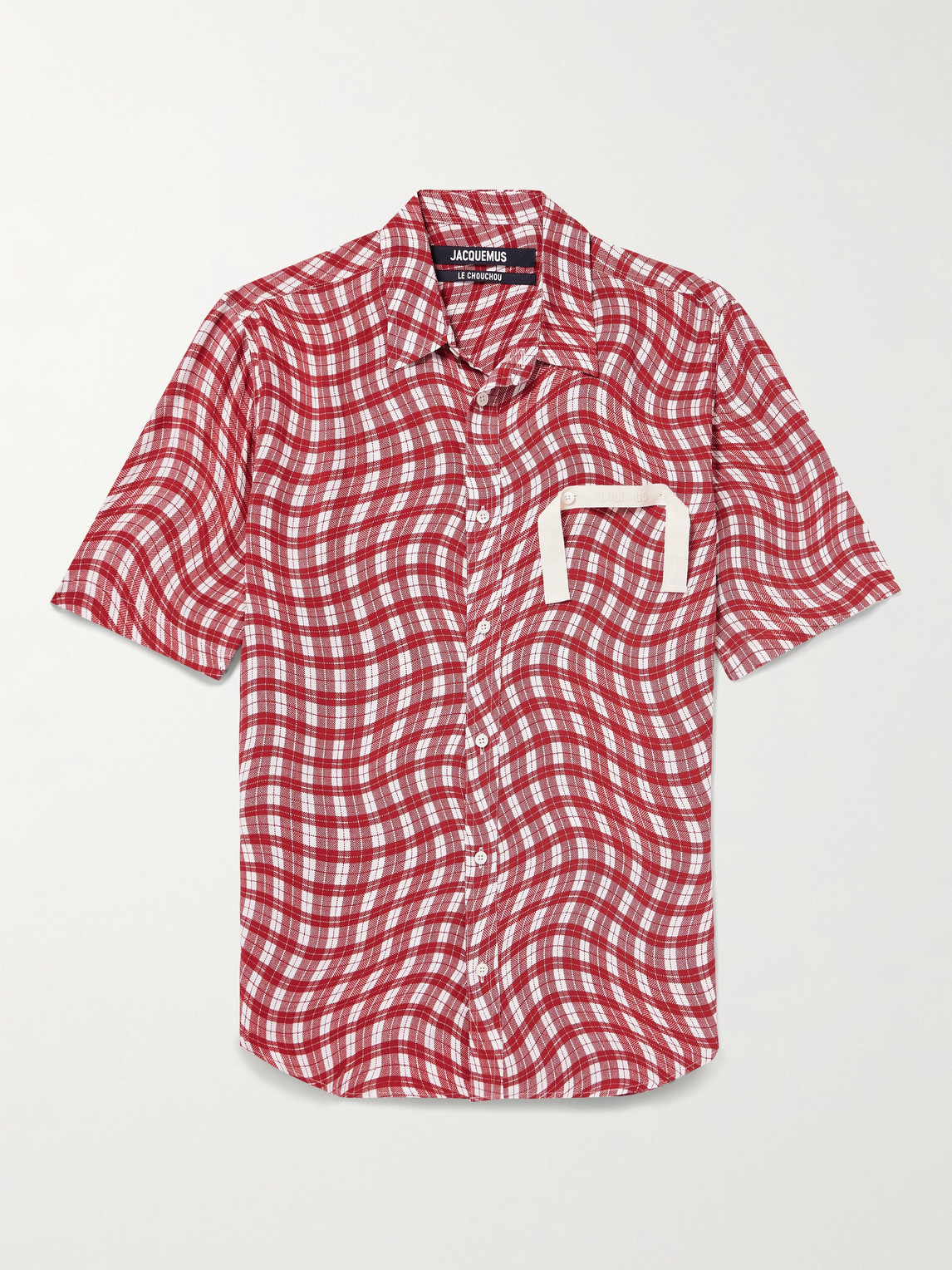JACQUEMUS MELO WEBBING-TRIMMED CHECKED WOVEN SHIRT