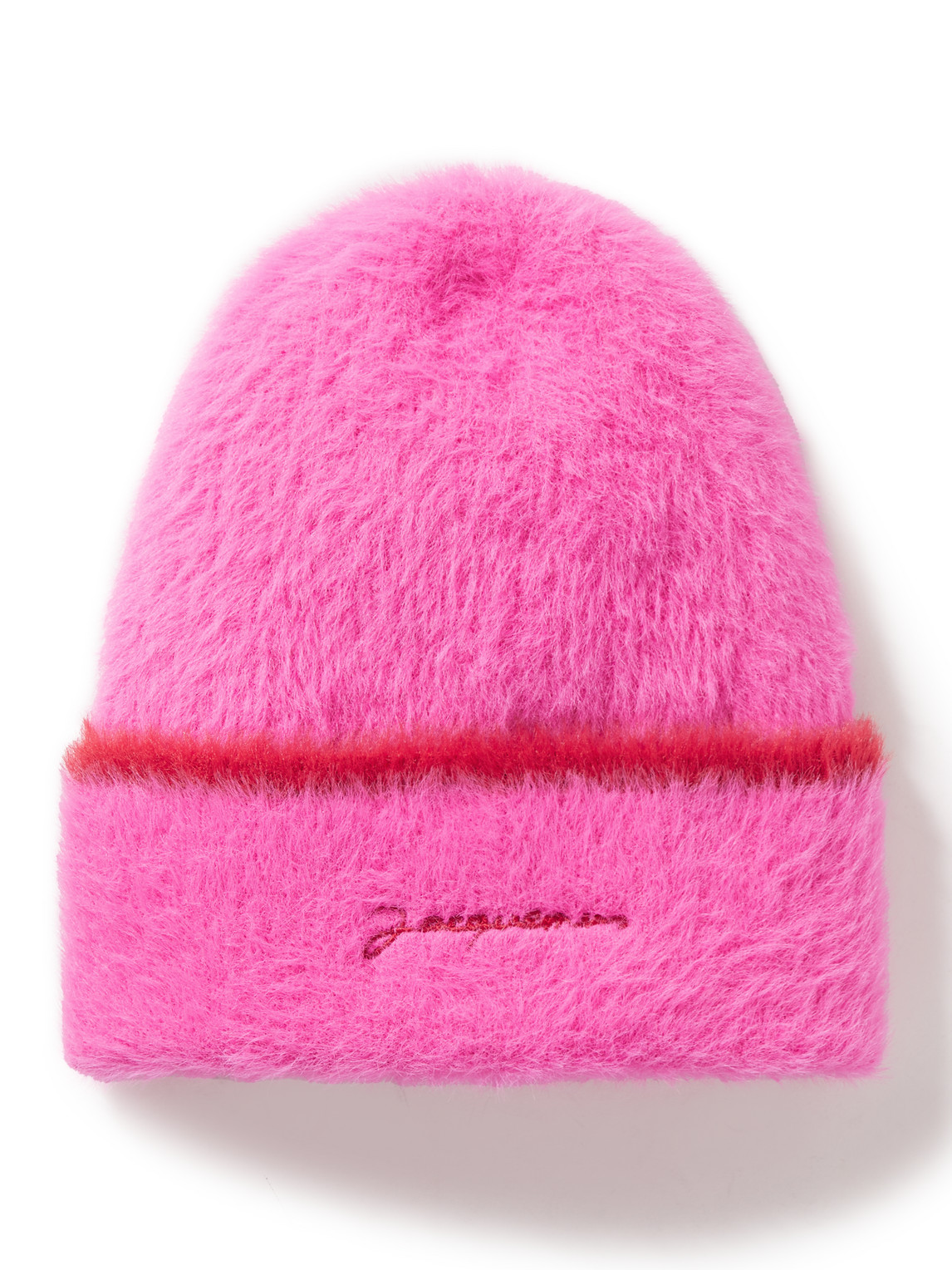 JACQUEMUS NEVE LOGO-EMBROIDERED BRUSHED-KNIT BEANIE