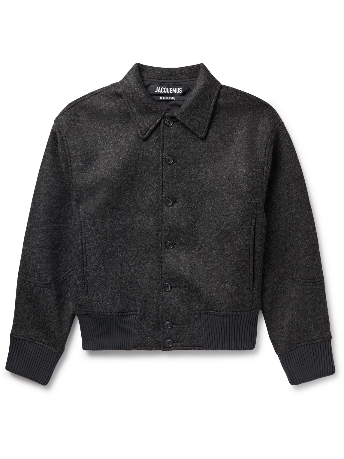 Jacquemus Le Bomber Feltro Collared Bomber Jacket In Gray
