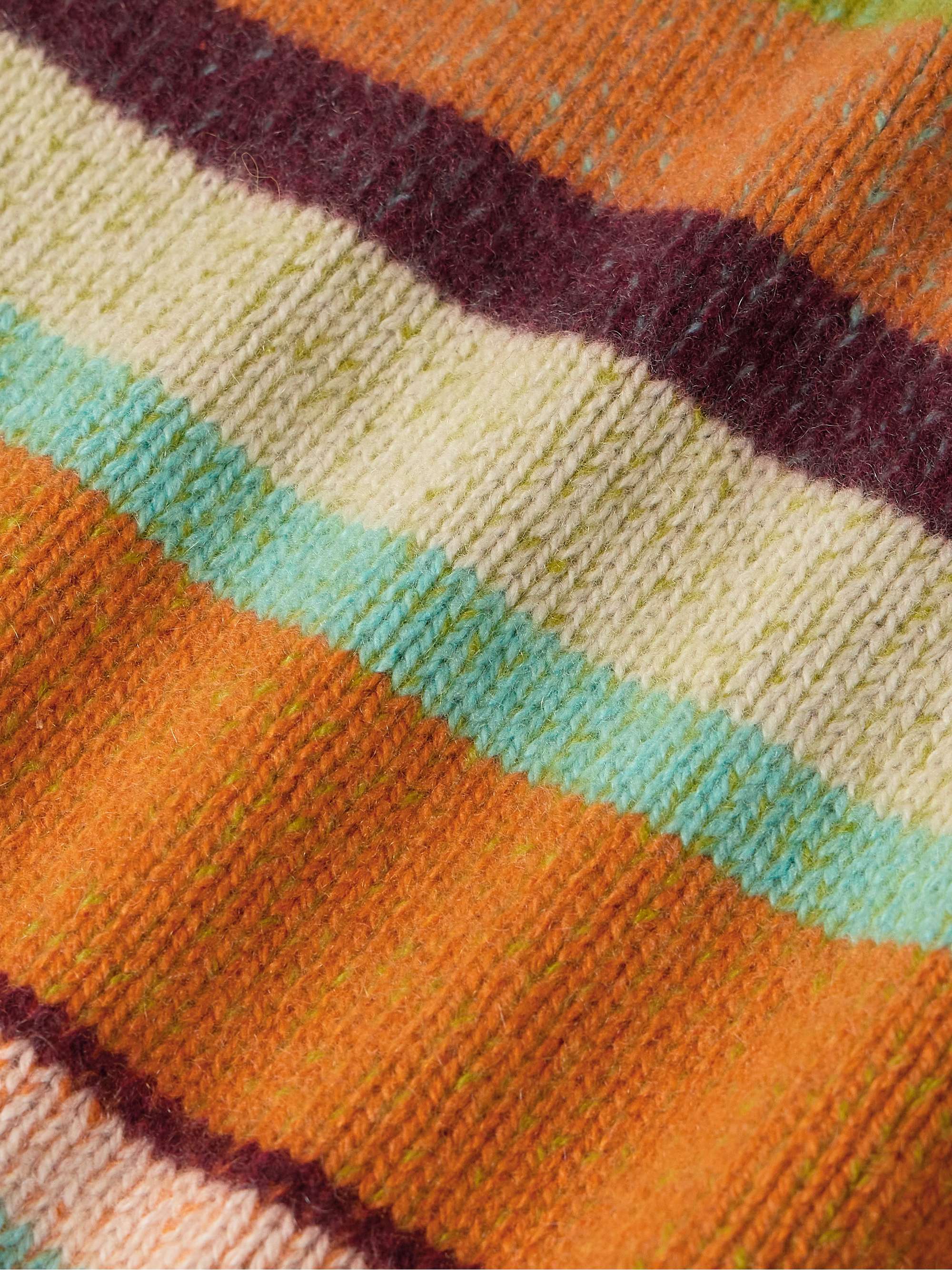 THE ELDER STATESMAN Shawl-Collar Striped Cashmere Cardigan