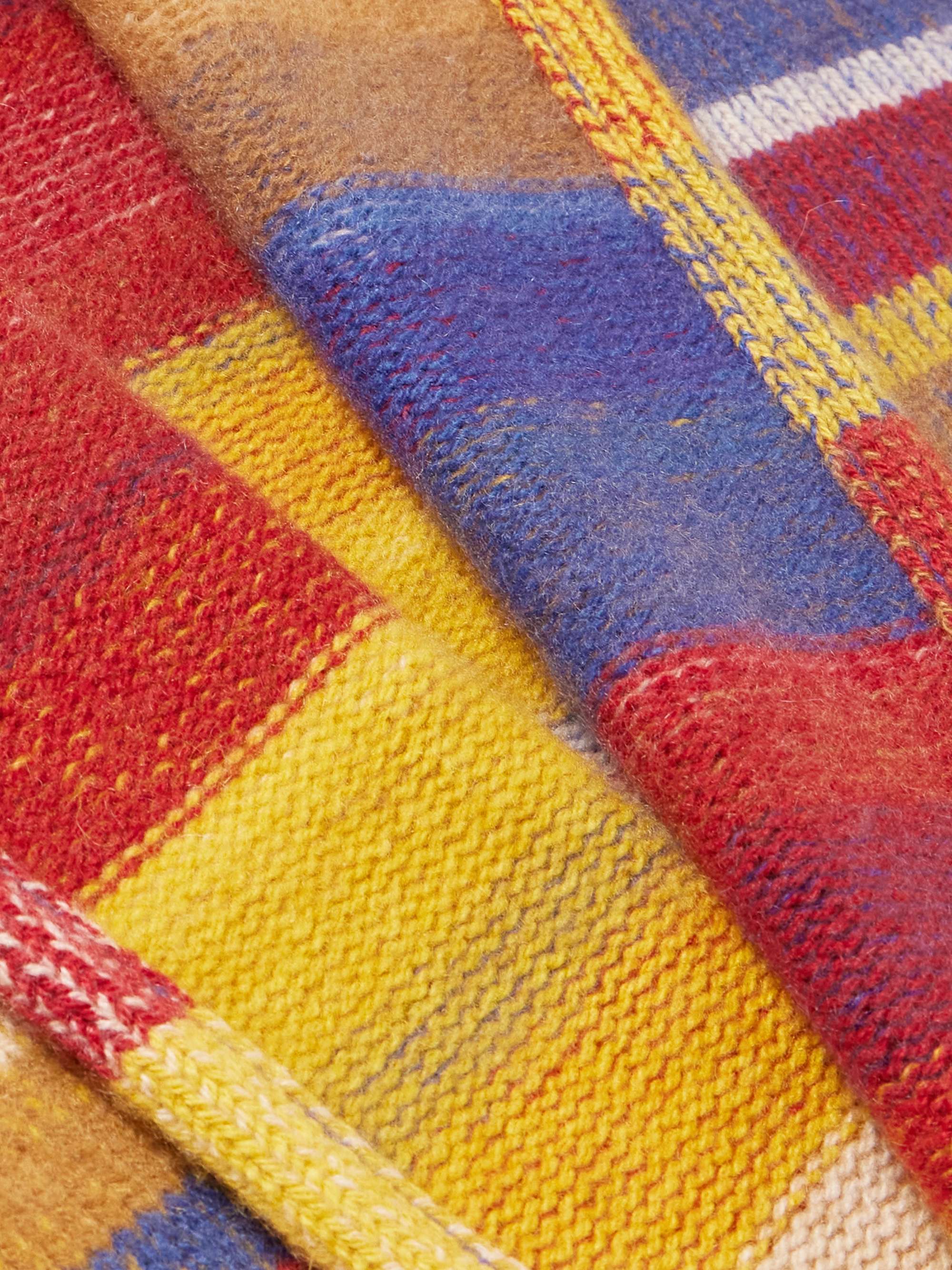 THE ELDER STATESMAN Shawl-Collar Striped Cashmere Cardigan