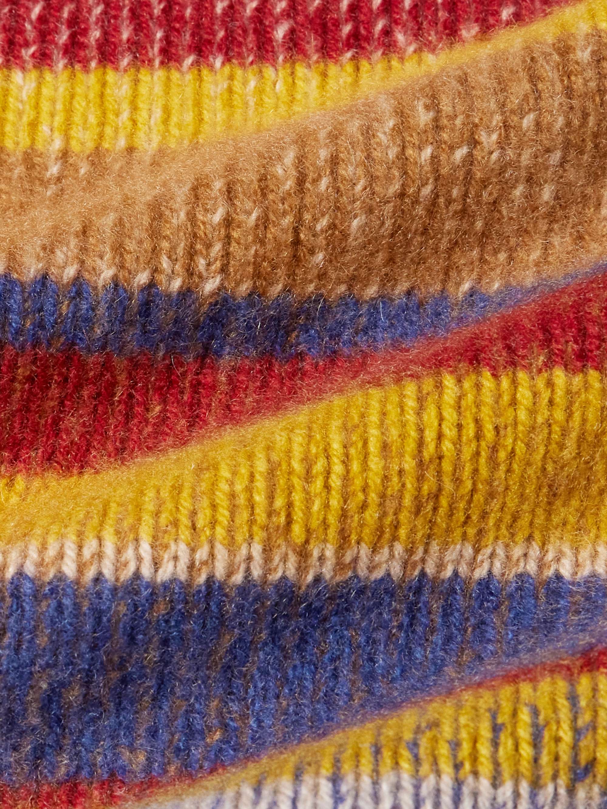 THE ELDER STATESMAN Shawl-Collar Striped Cashmere Cardigan
