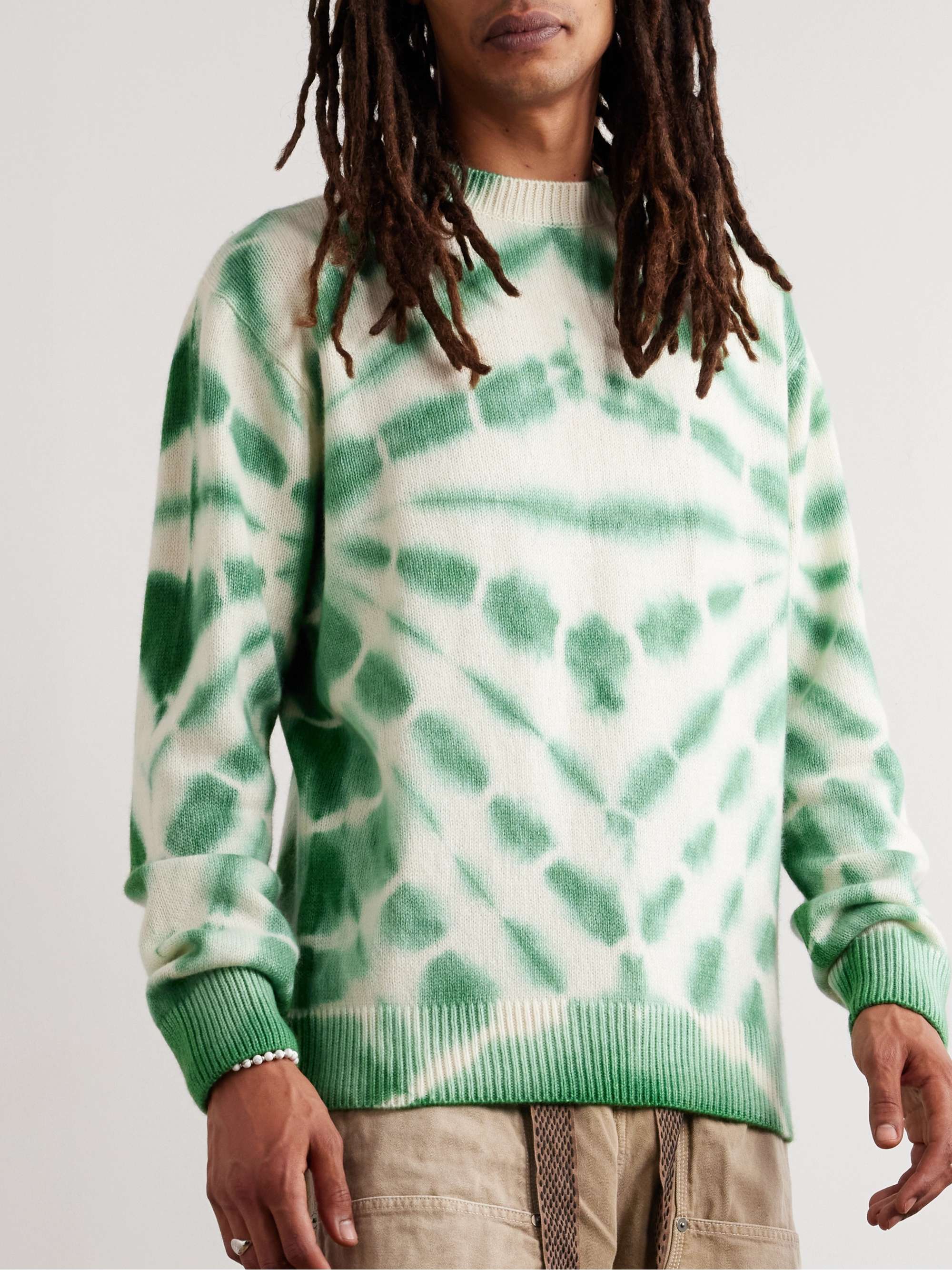 THE ELDER STATESMAN Web Flare Tie-Dyed Cashmere Sweater for Men | MR PORTER