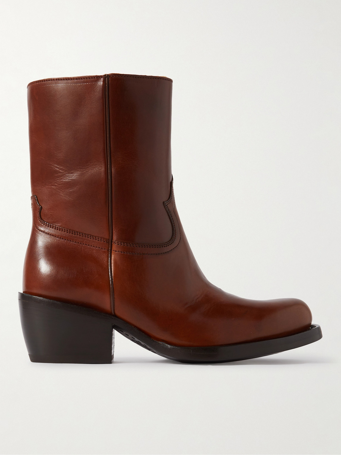 Dries Van Noten Shearling-lined Leather Boots In Brown