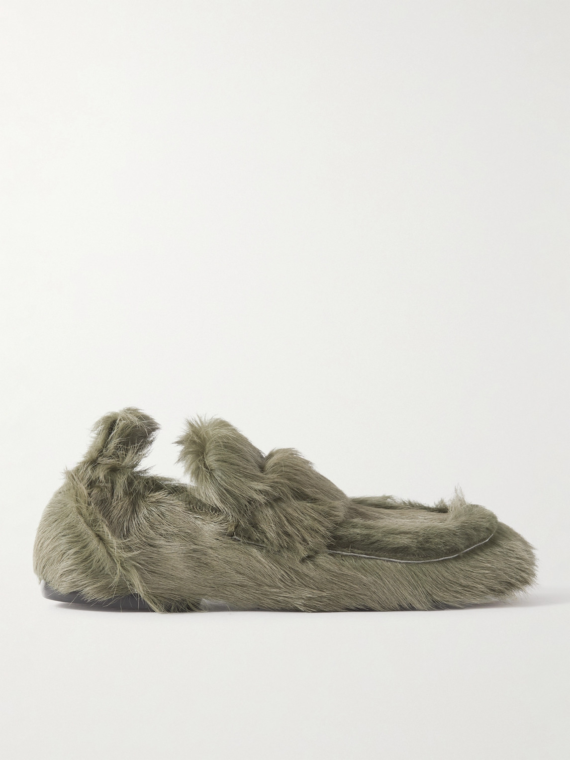 Dries Van Noten Padded Pony Hair Loafers In Green