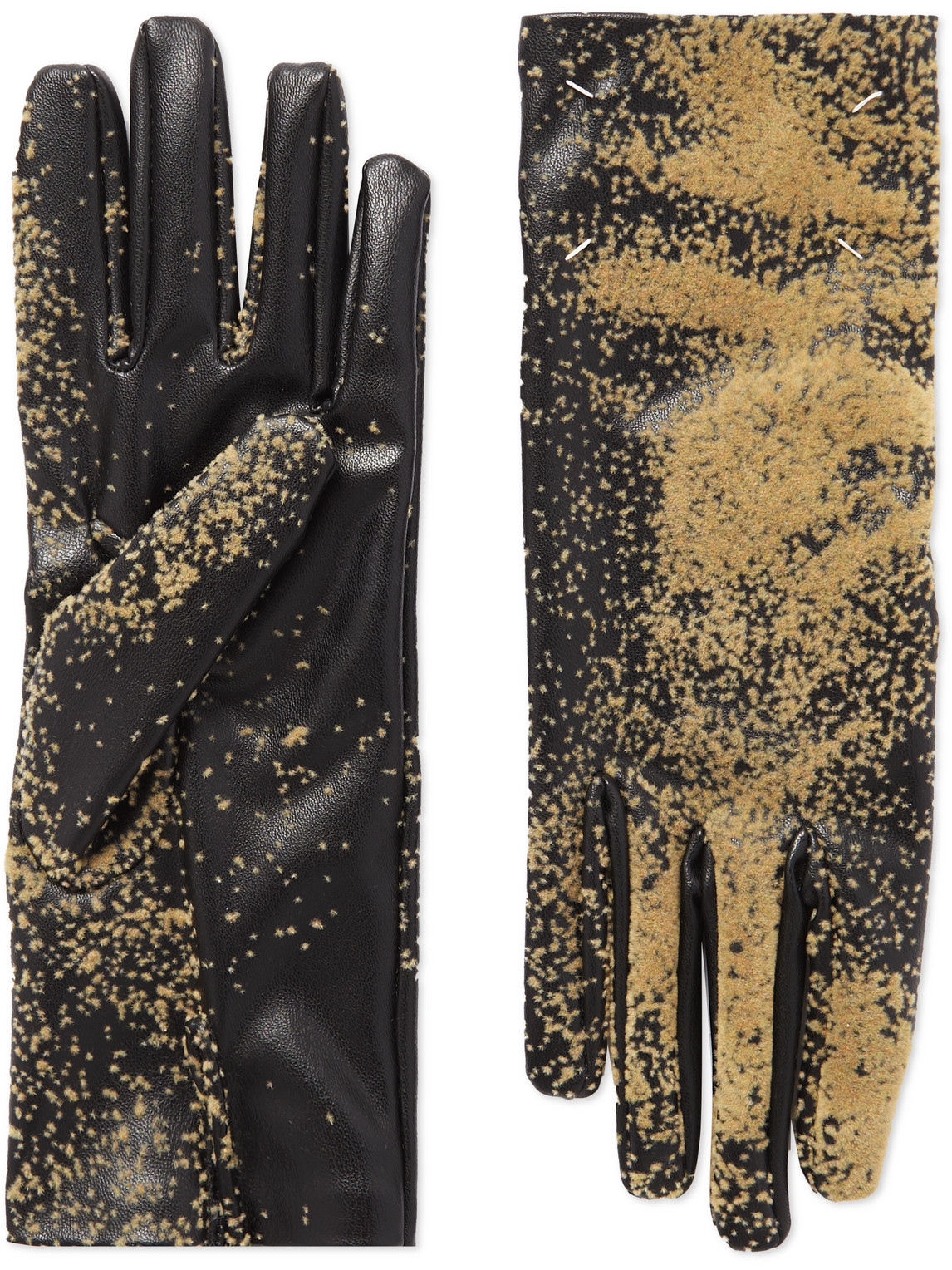 Flocked Faux Leather Gloves