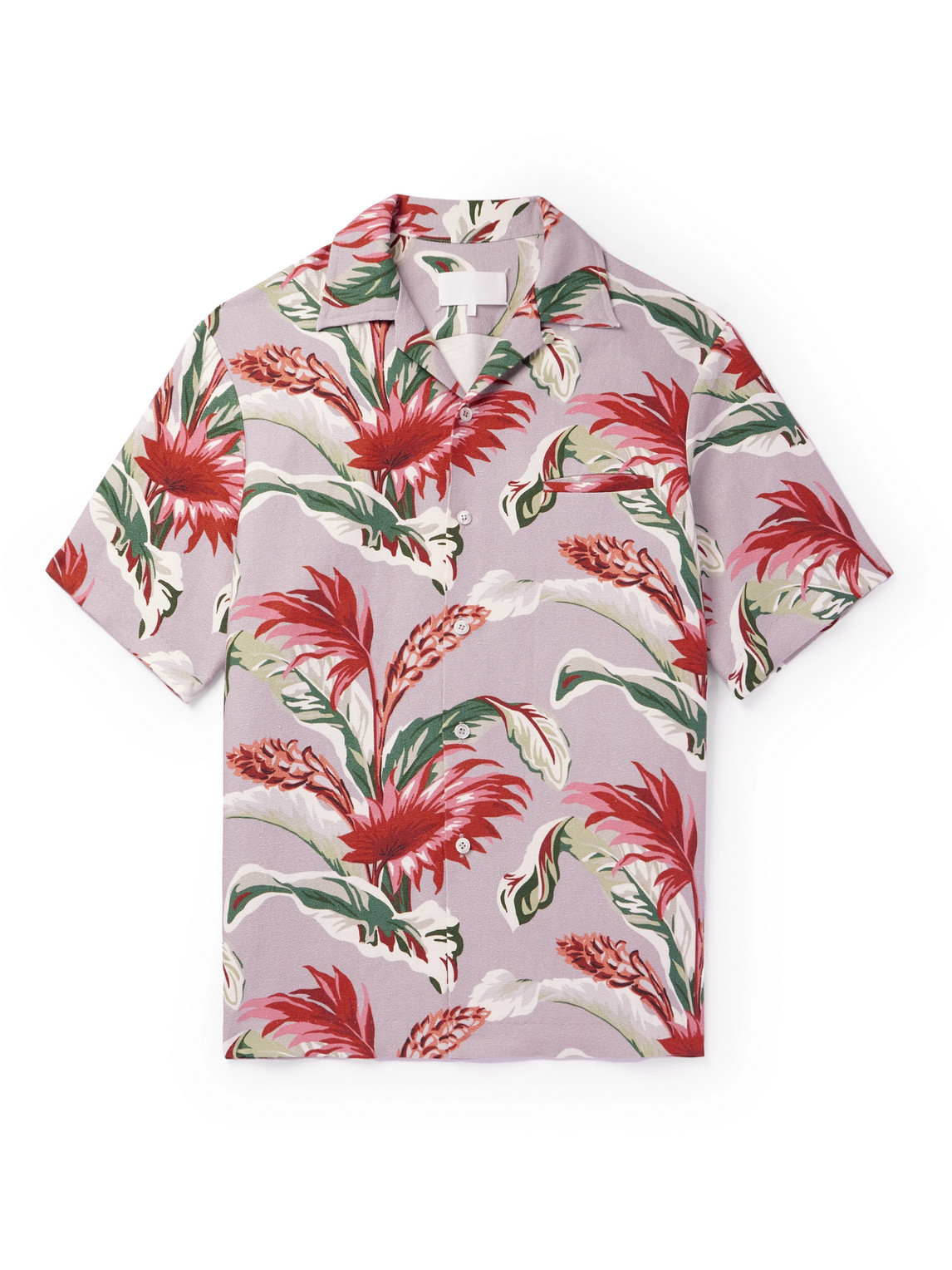 Maison Margiela - Camp-Collar Printed Linen and Cotton-Blend Shirt - Men - Pink - IT 50