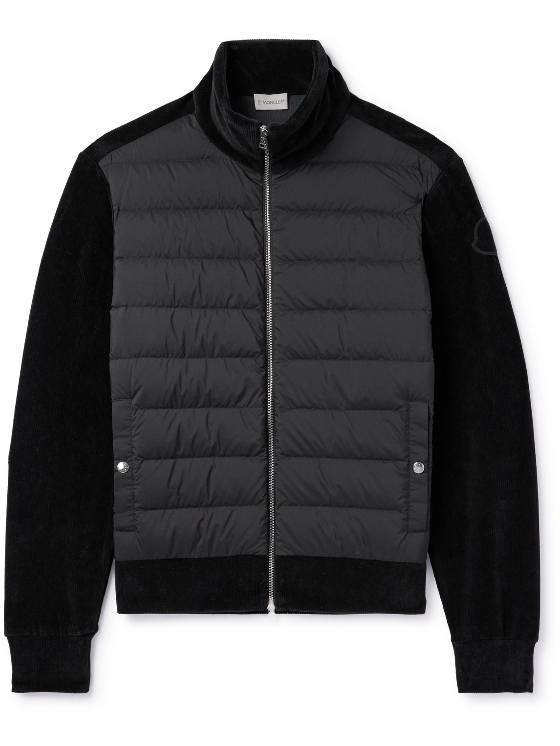 Ribbed Cotton-Blend Chenille and Quilted Shell Down Zip-Up Cardigan