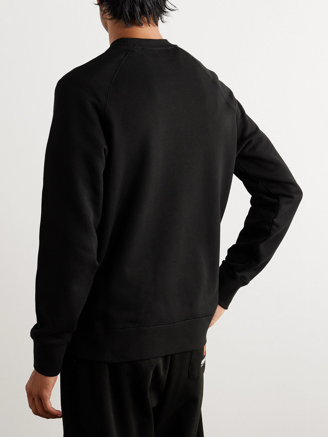 Shop Moncler Logo-appliquéd Cotton-jersey Sweatshirt In Black