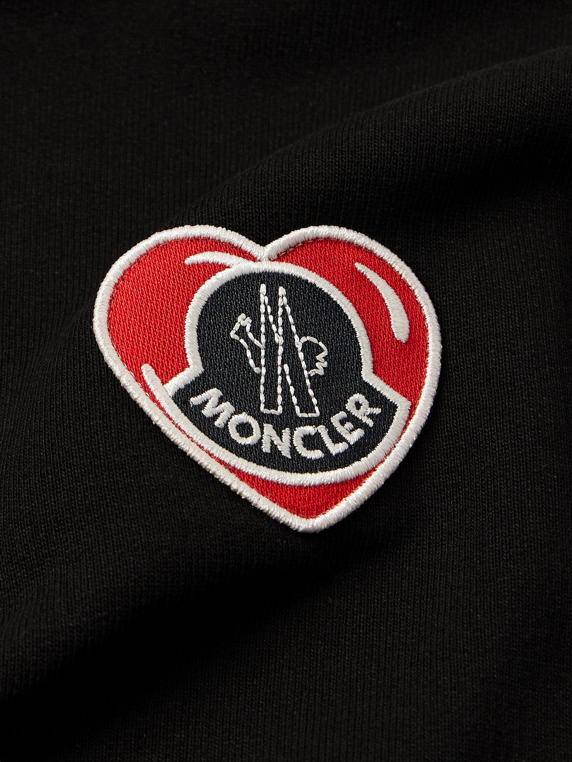 Shop Moncler Logo-appliquéd Cotton-jersey Sweatshirt In Black