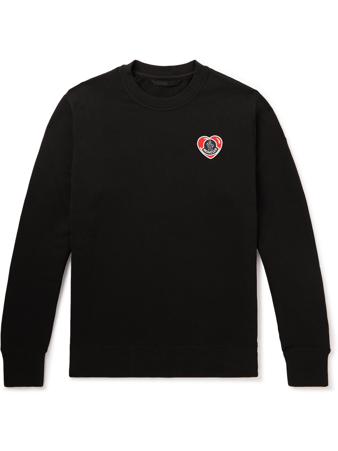 Moncler Logo-appliquéd Cotton-jersey Sweatshirt In Black