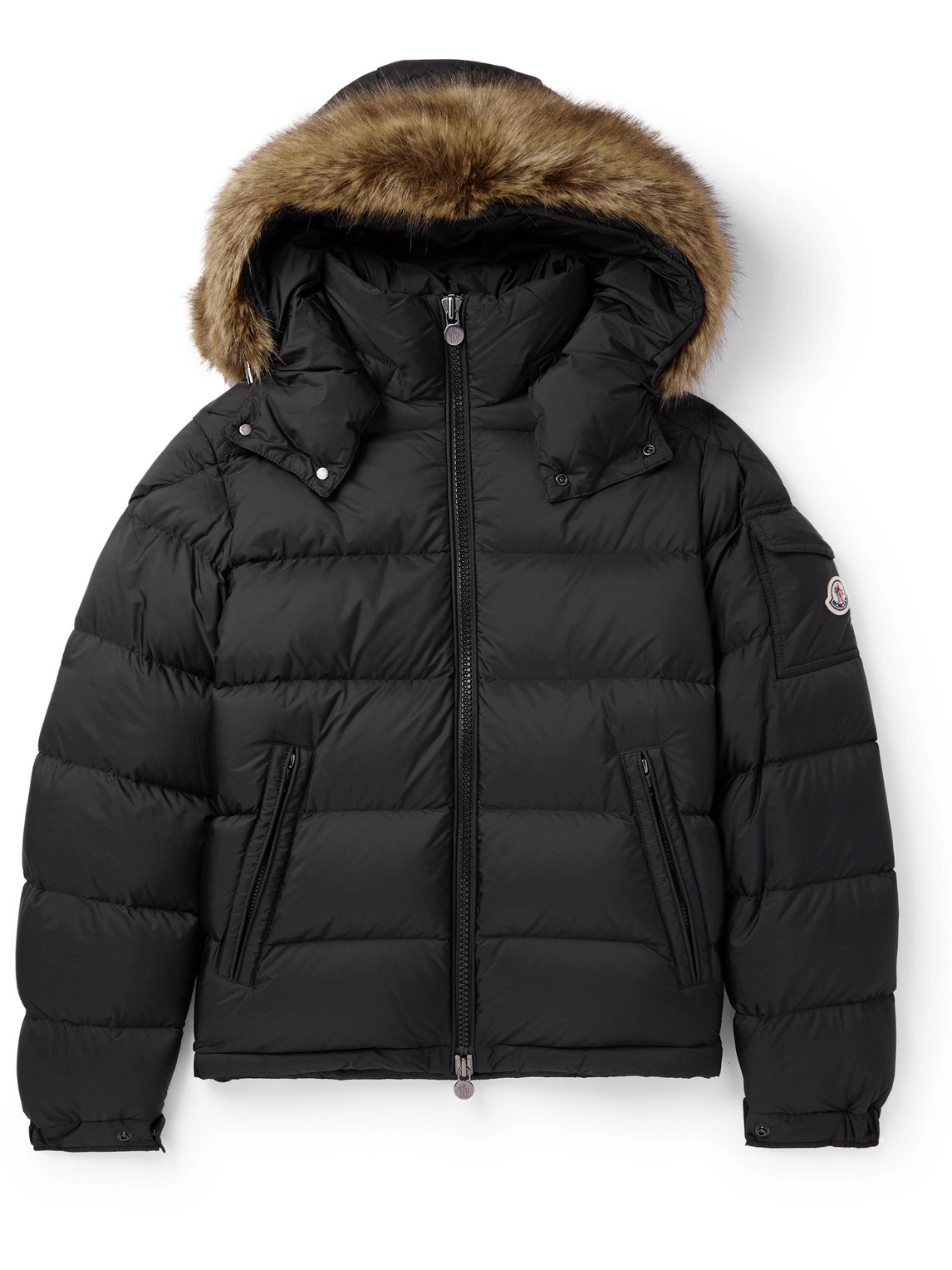 Moncler Mayaf Faux Fur-trimmed Quilted Shell Hooded Down Jacket In Black
