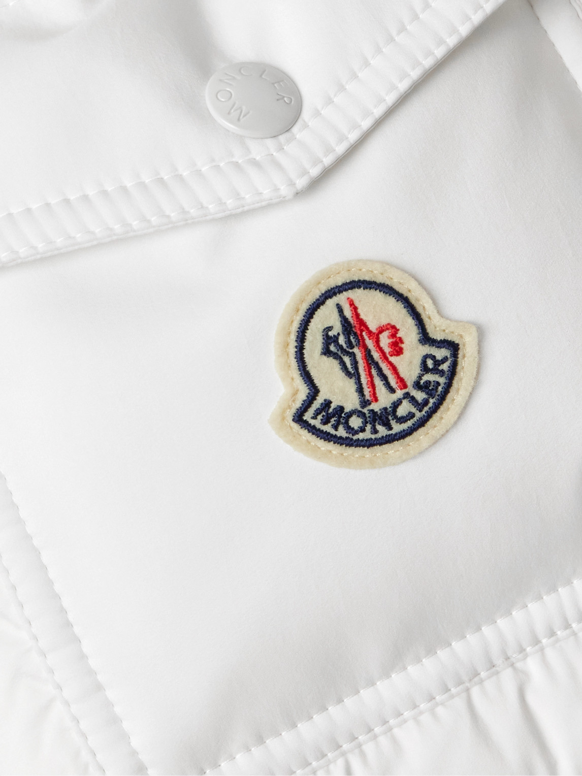 Shop Moncler Vezere Logo-appliquéd Quilted Nylon Hooded Down Jacket In White