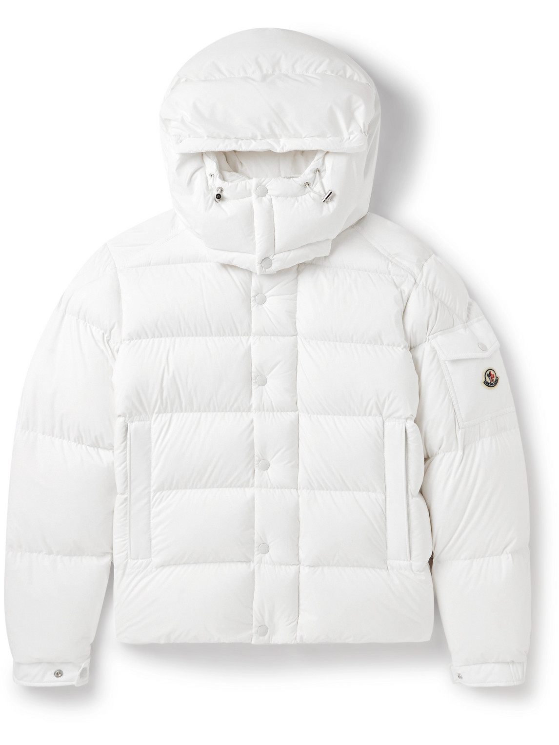 Shop Moncler Vezere Logo-appliquéd Quilted Nylon Hooded Down Jacket In White