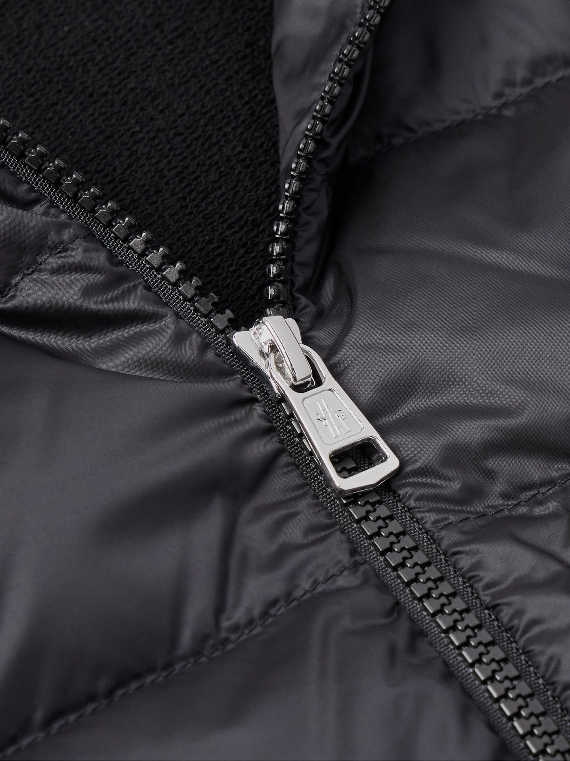 Shop Moncler Cotton-jersey And Quilted Shell Down Jacket In Black