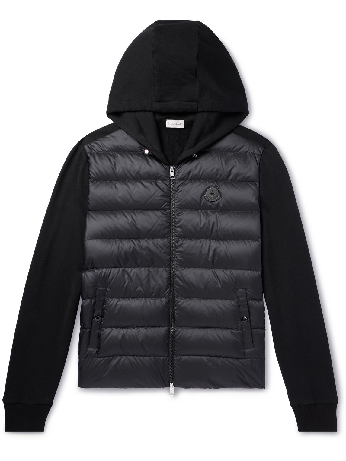 Moncler Cotton-jersey And Quilted Shell Down Jacket In Black