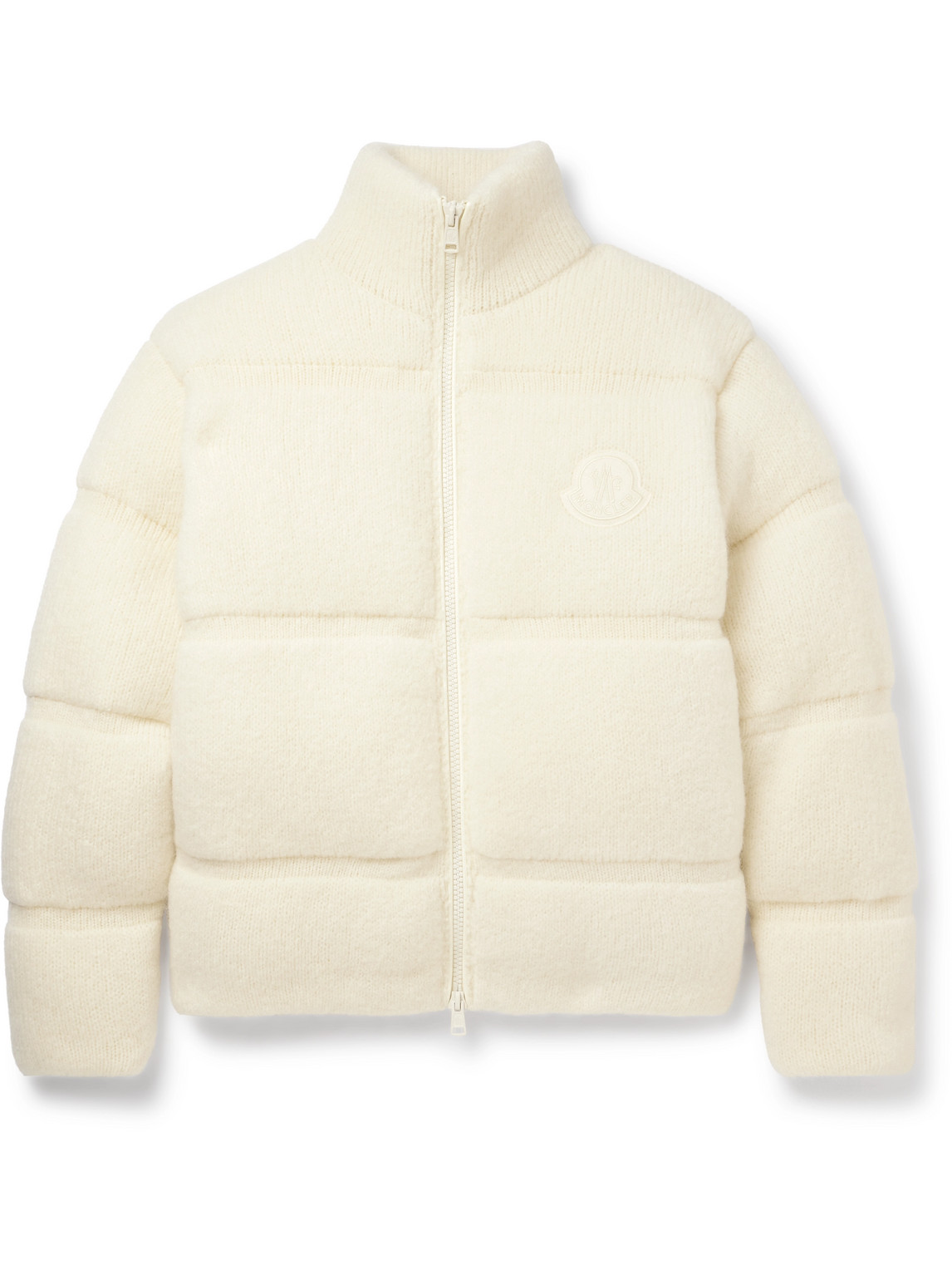Logo-Appliquéd Quilted Knitted Down Jacket