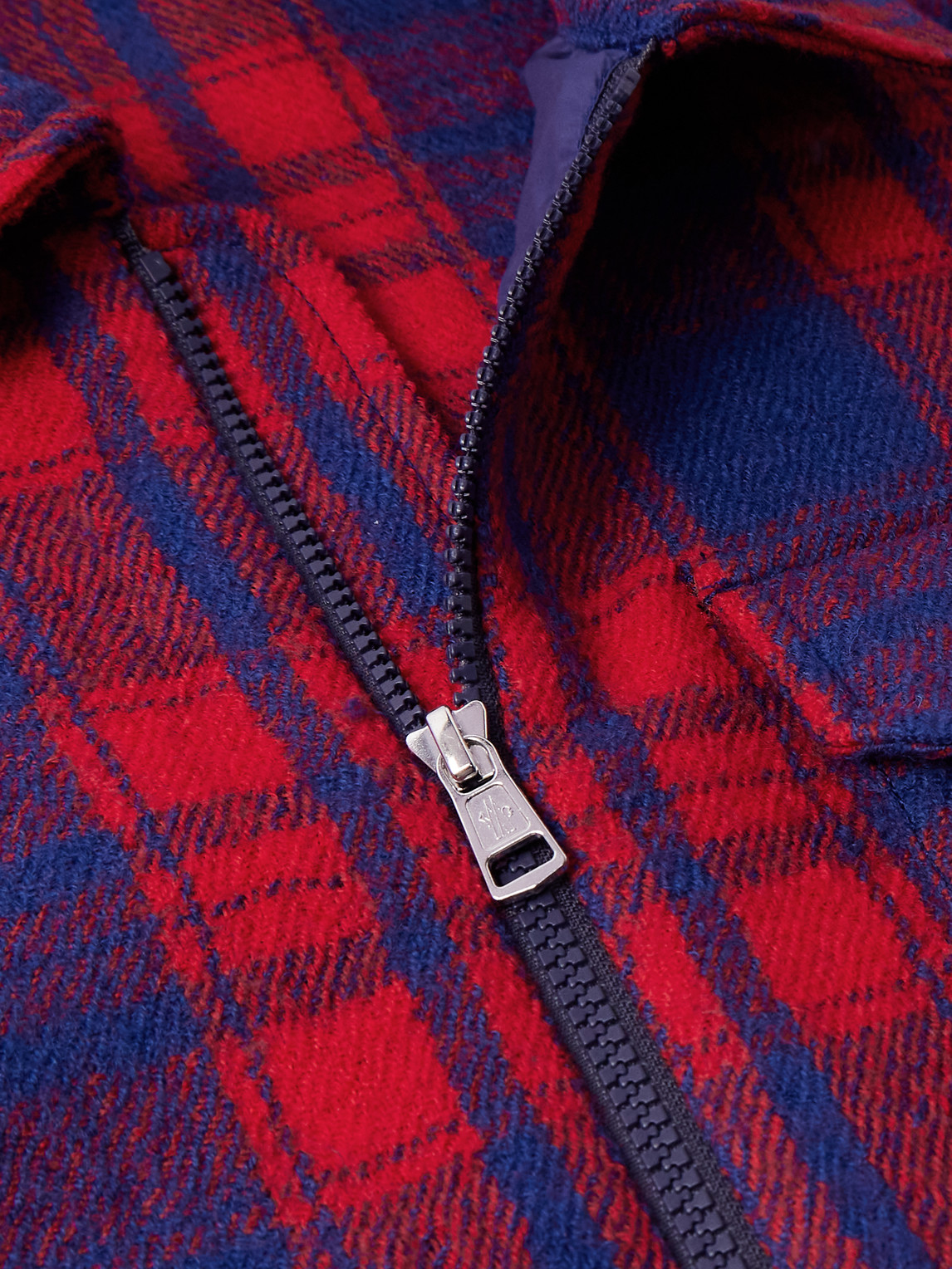 Shop Moncler Checked Wool Zip-up Overshirt In Red
