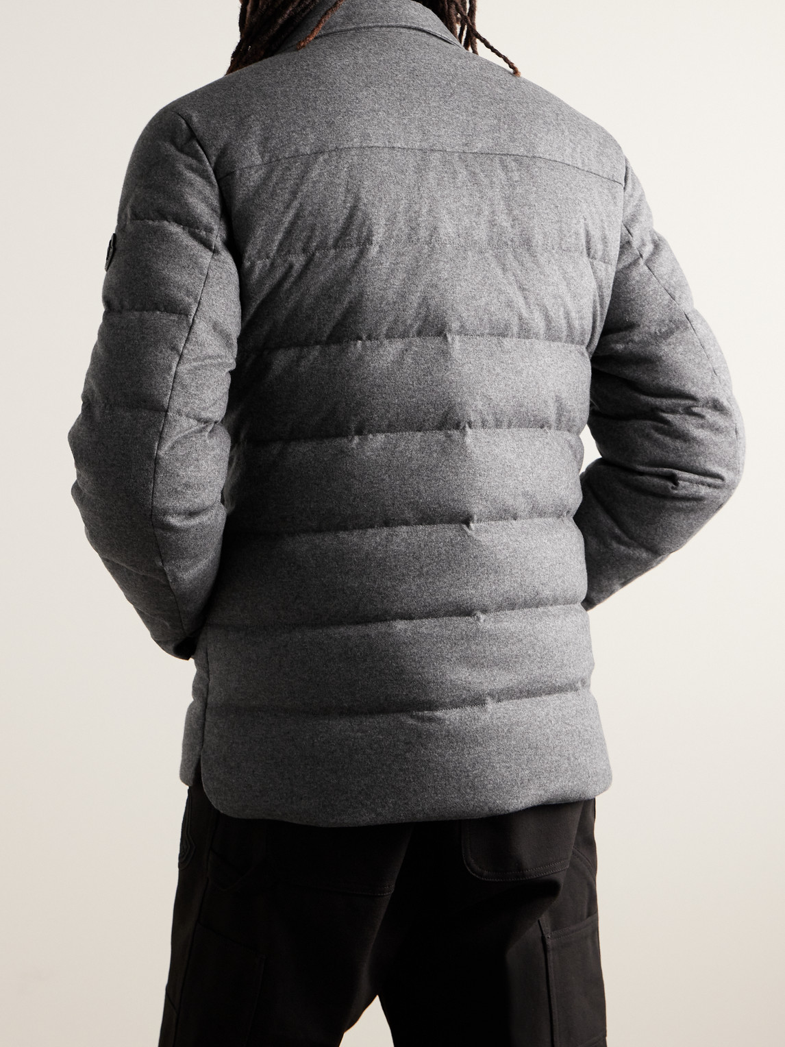 Shop Moncler Todorka Logo-appliqued Quilted Cashmere-blend Down Jacket In Gray