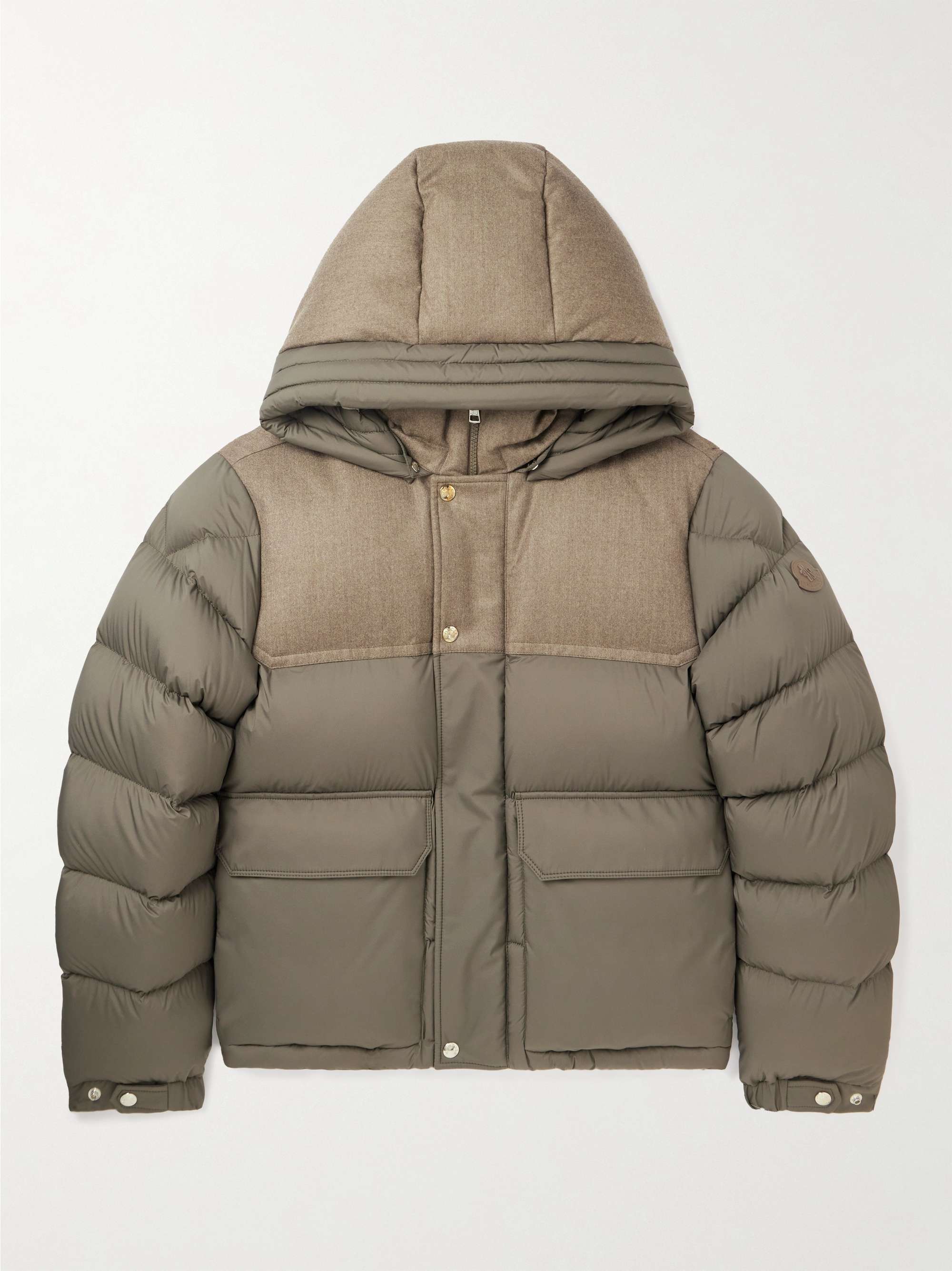 MONCLER Mussala Logo-Appliquéd Flannel and Quilted Shell Down Hooded ...