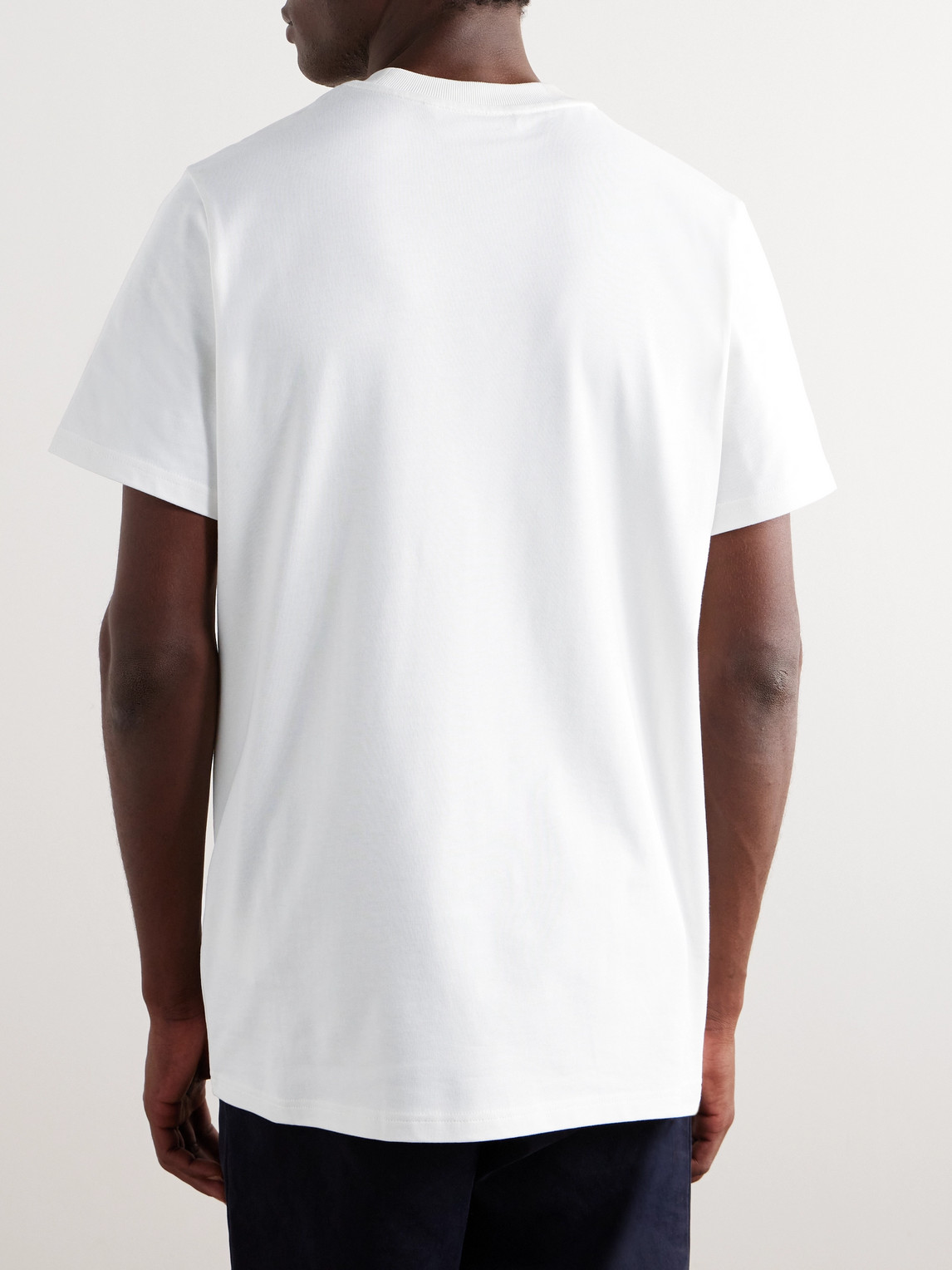 Shop Moncler Logo-appliquéd Cotton-jersey T-shirt In White