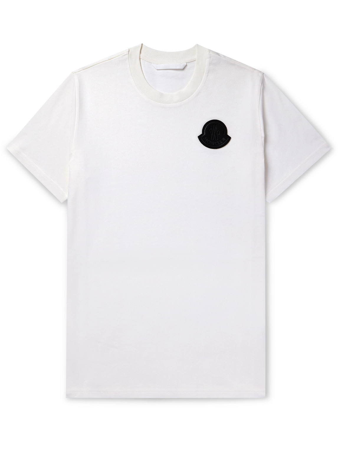 Shop Moncler Logo-appliquéd Cotton-jersey T-shirt In White