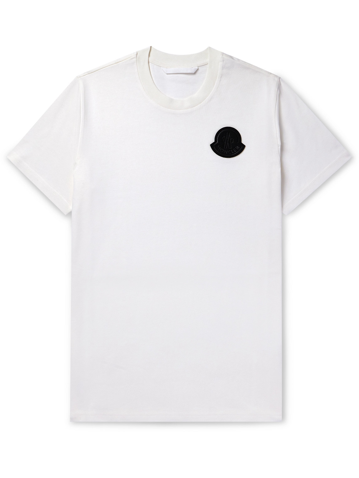 Moncler Cotton Jersey T-shirt With Contrasting Logo Patch In White