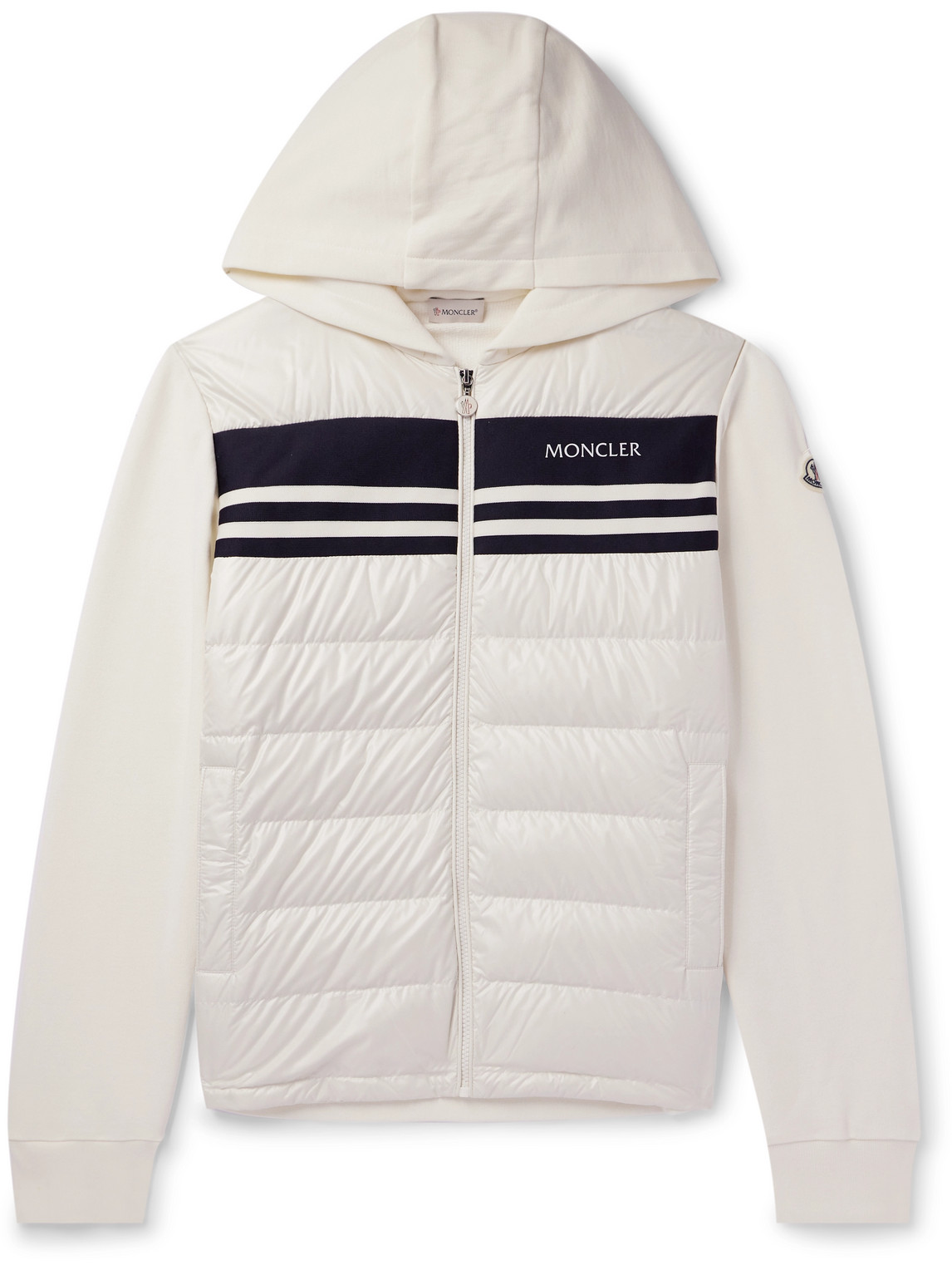 Slim-Fit Cotton-Jersey and Quilted Shell Down Zip-Up Hoodie