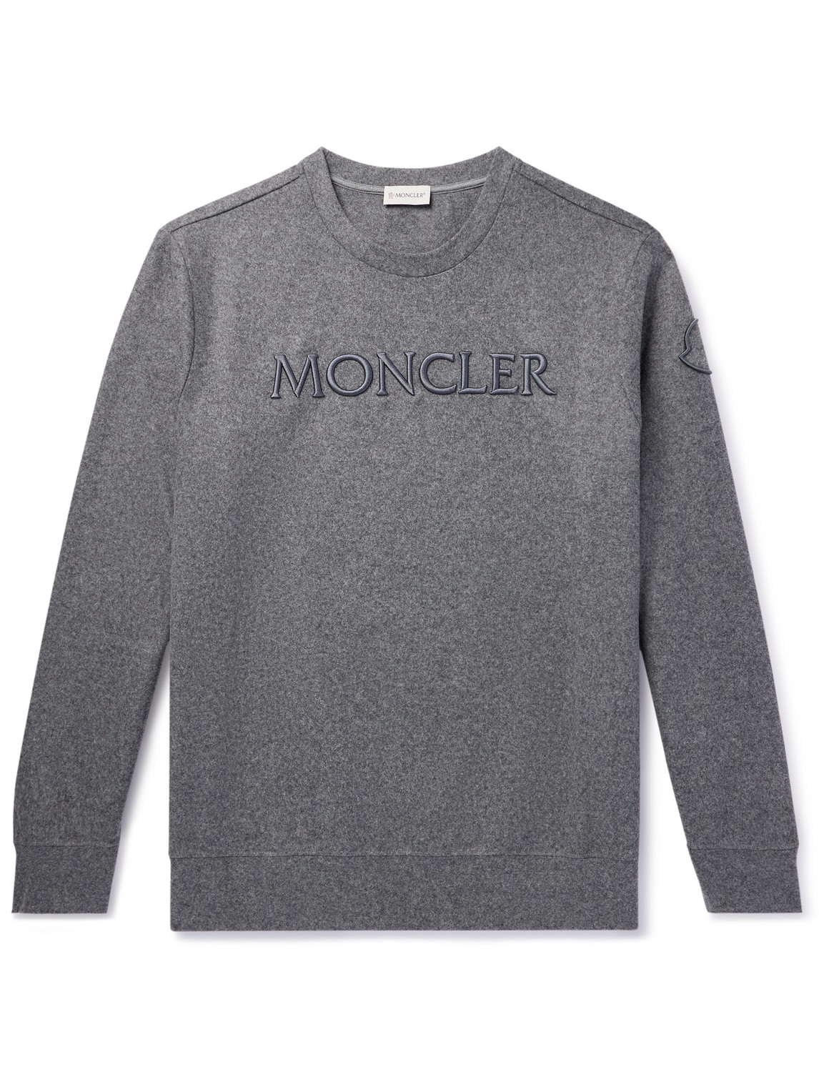 Moncler Logo-embroidered Wool-blend Felt Sweatshirt In Gray