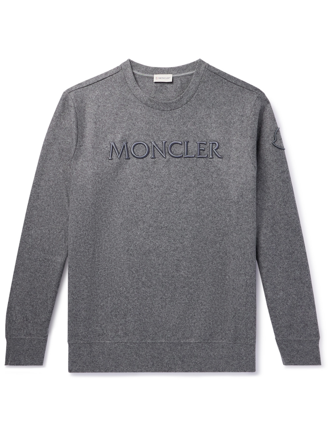 Logo-Embroidered Wool-Blend Felt Sweatshirt