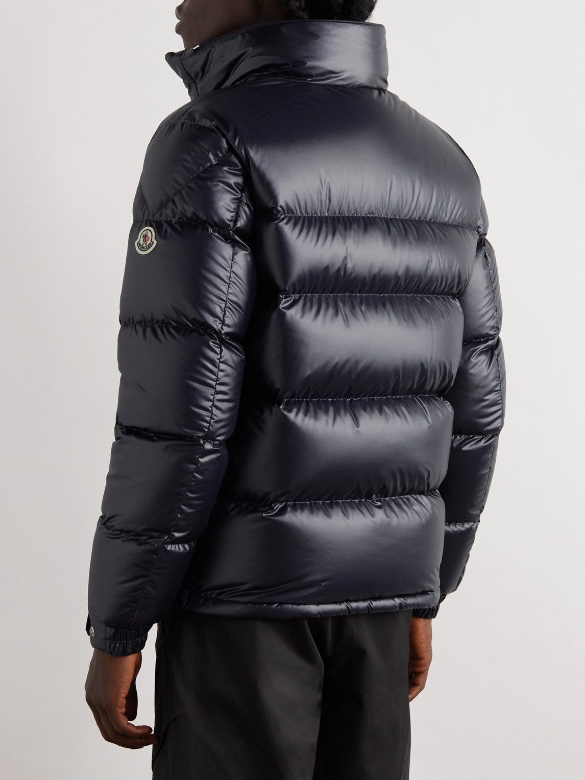 Shop Moncler Skarsting Quilted Shell And Logo-embroidered Jacquard-knit Down Jacket In Blue