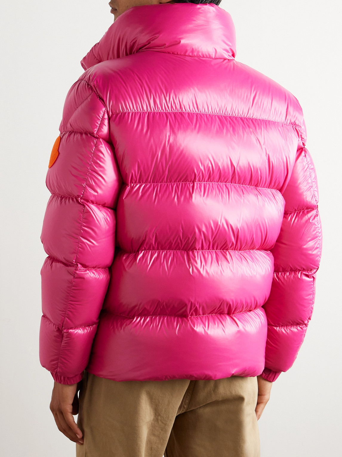 Shop Moncler Dervox Logo-appliquéd Quilted Shell Down Jacket In Pink