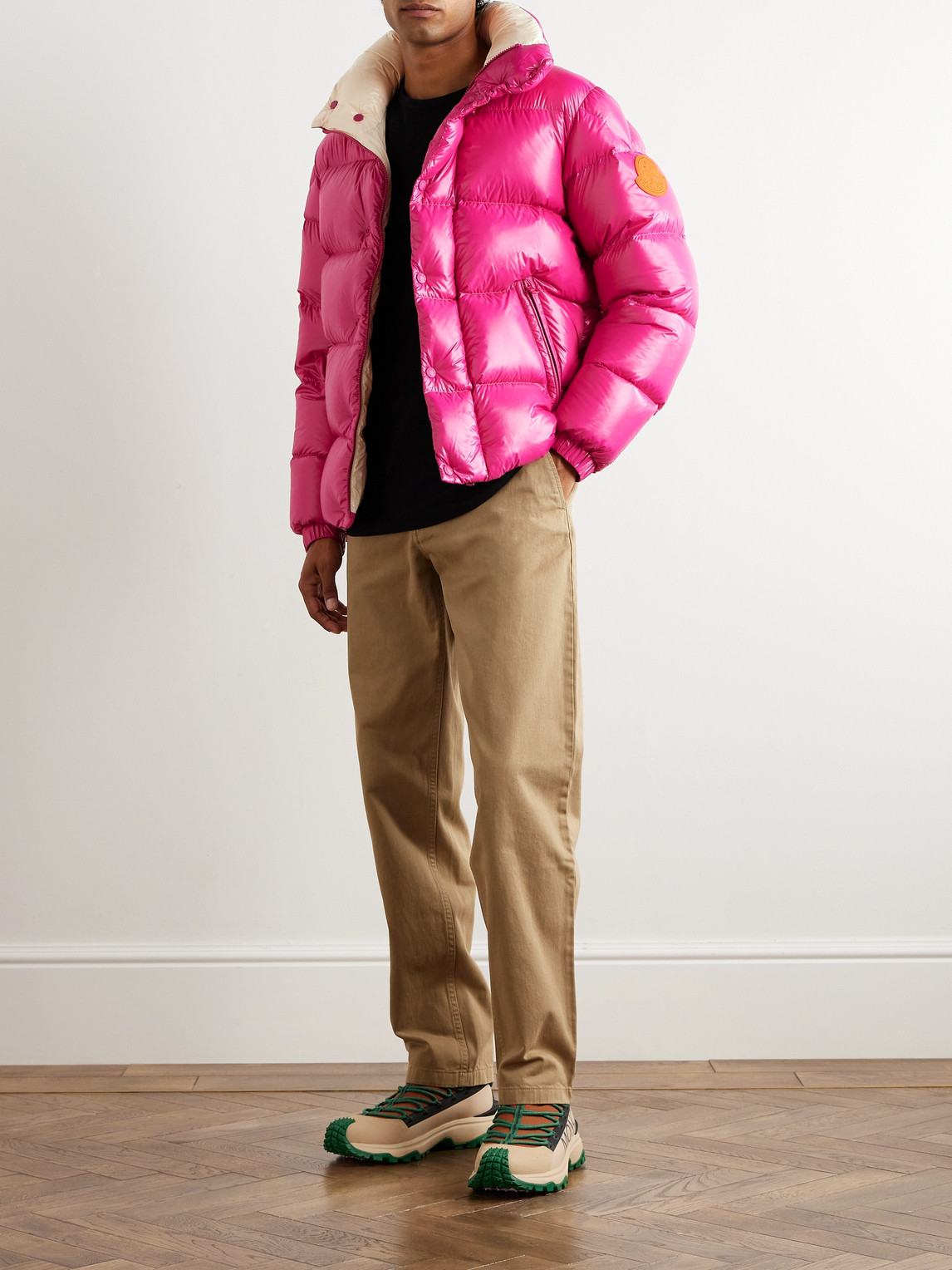 Shop Moncler Dervox Logo-appliquéd Quilted Shell Down Jacket In Pink