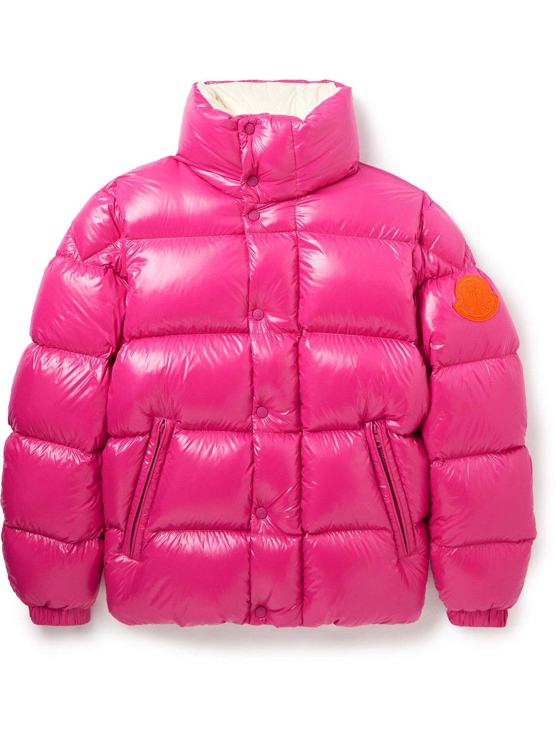 Shop Moncler Dervox Logo-appliquéd Quilted Shell Down Jacket In Pink