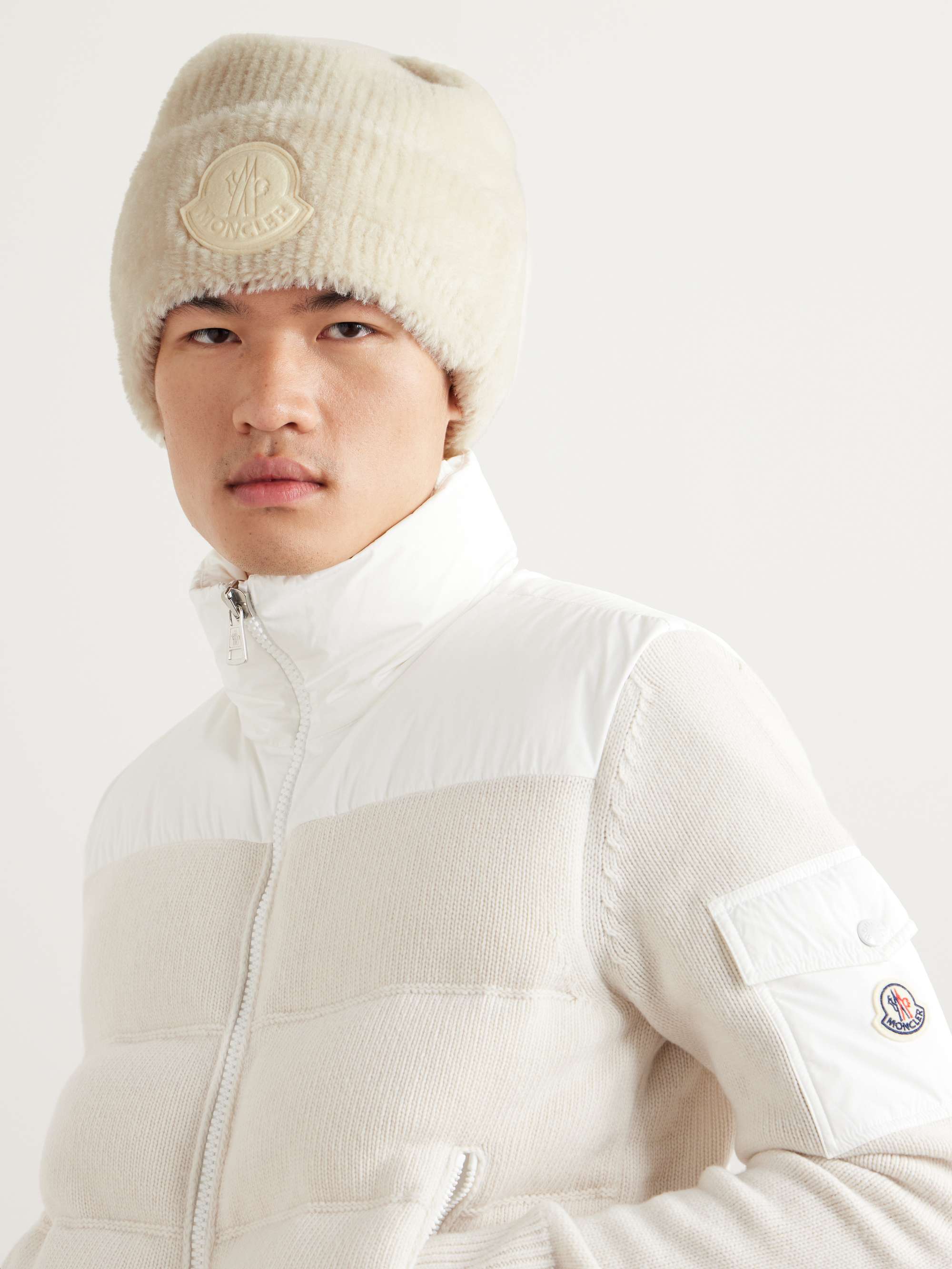 MONCLER Logo-Appliquéd Faux Fur Beanie for Men | MR PORTER